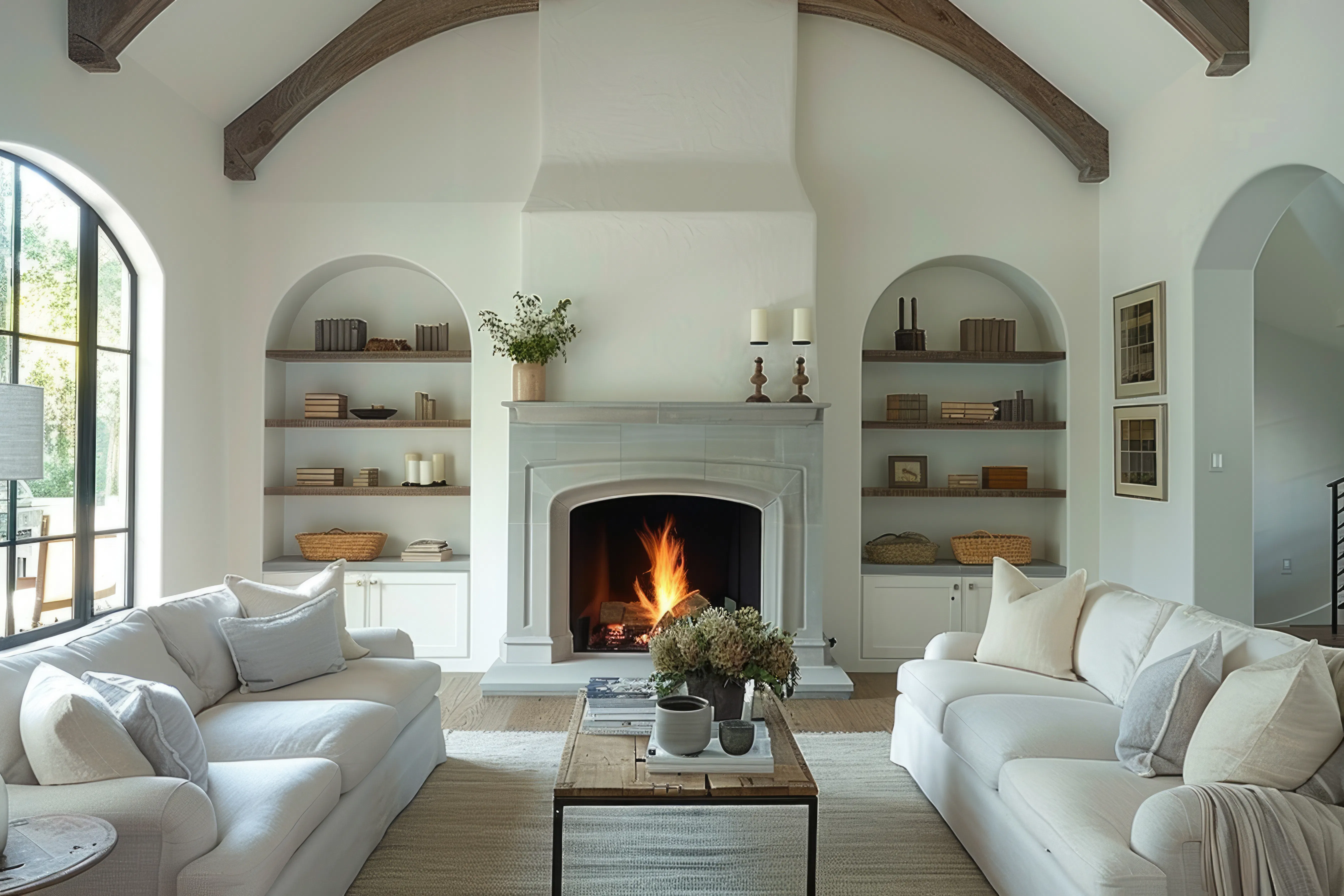 Home with fireplace