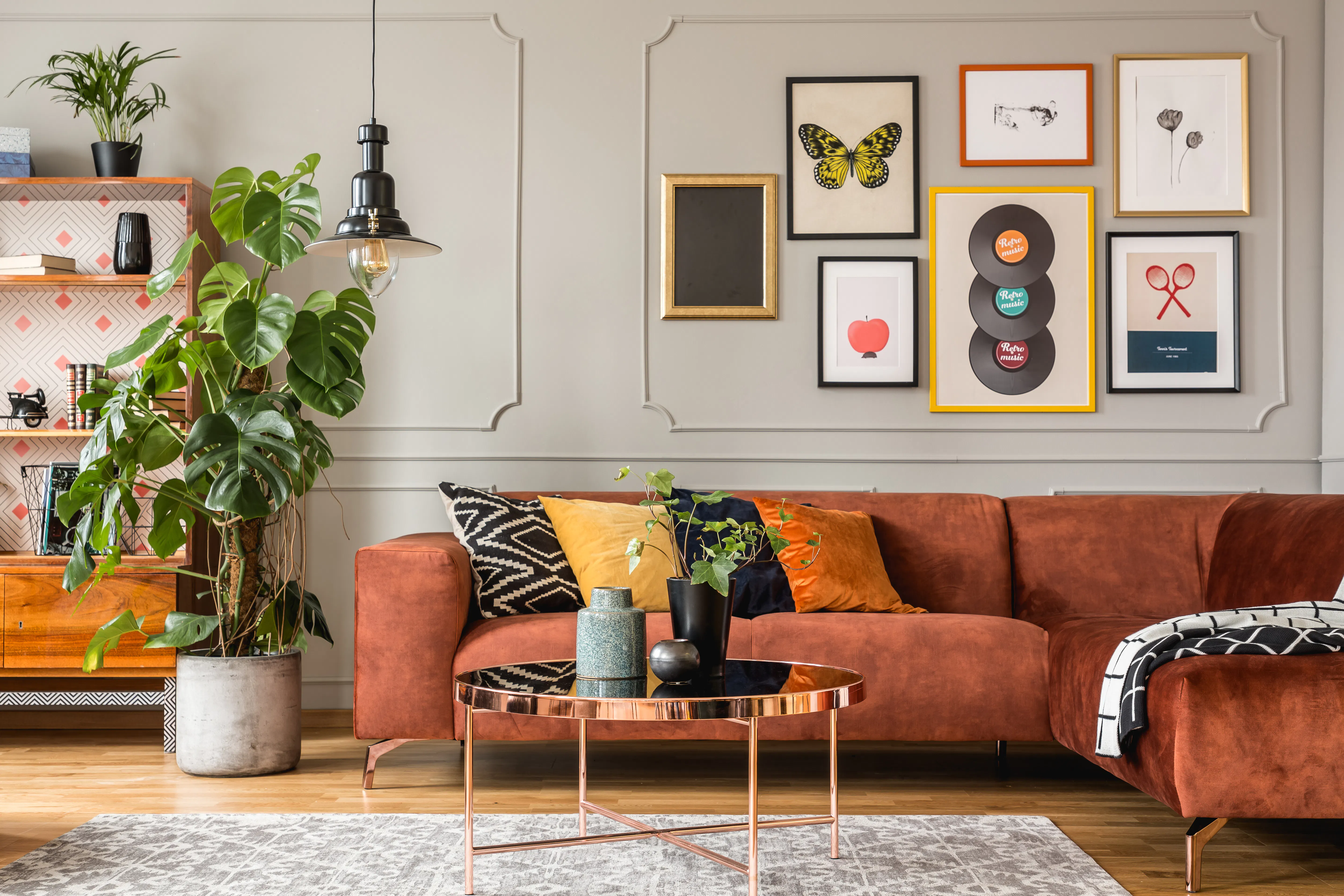Living room with feature wall