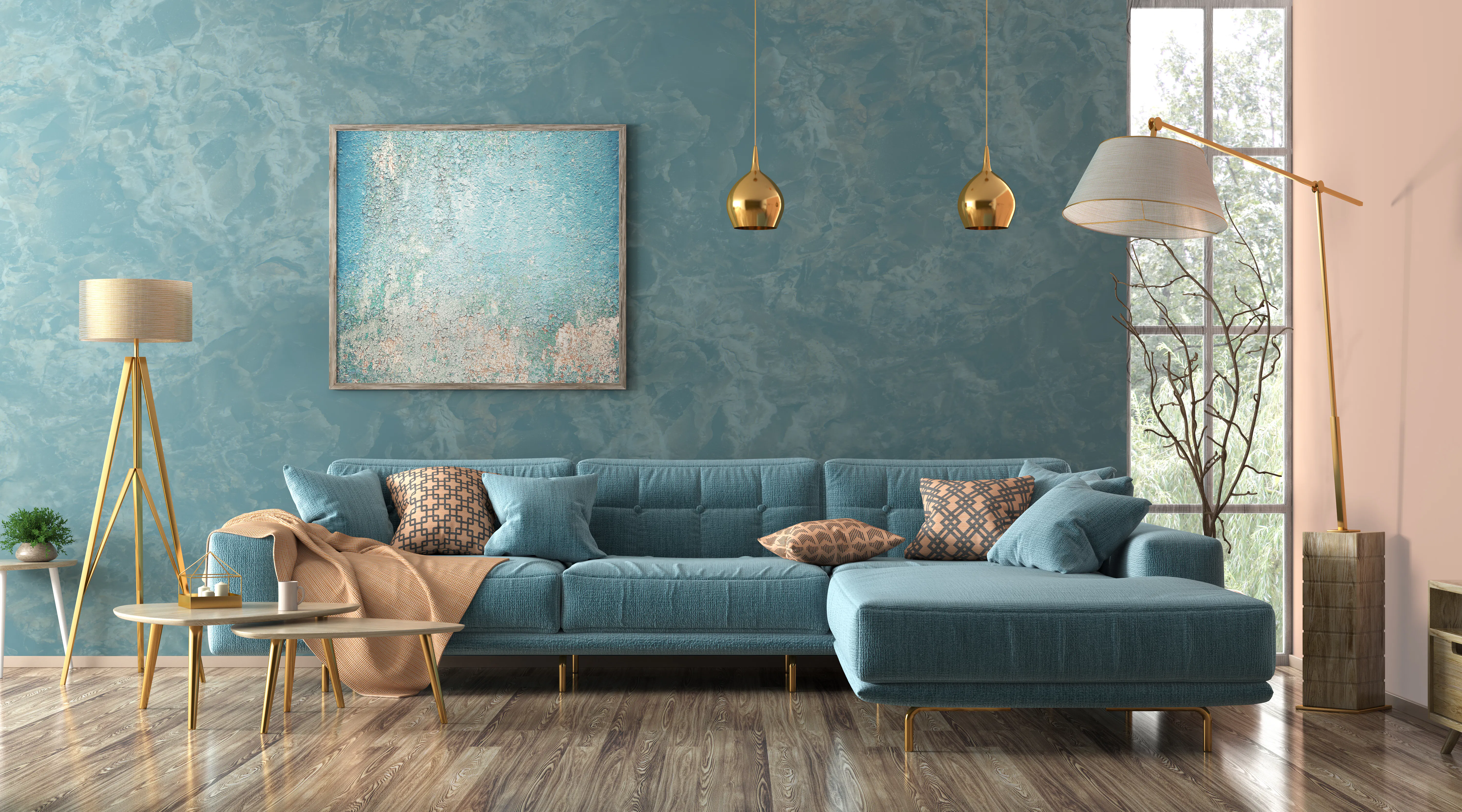 Blue toned living room