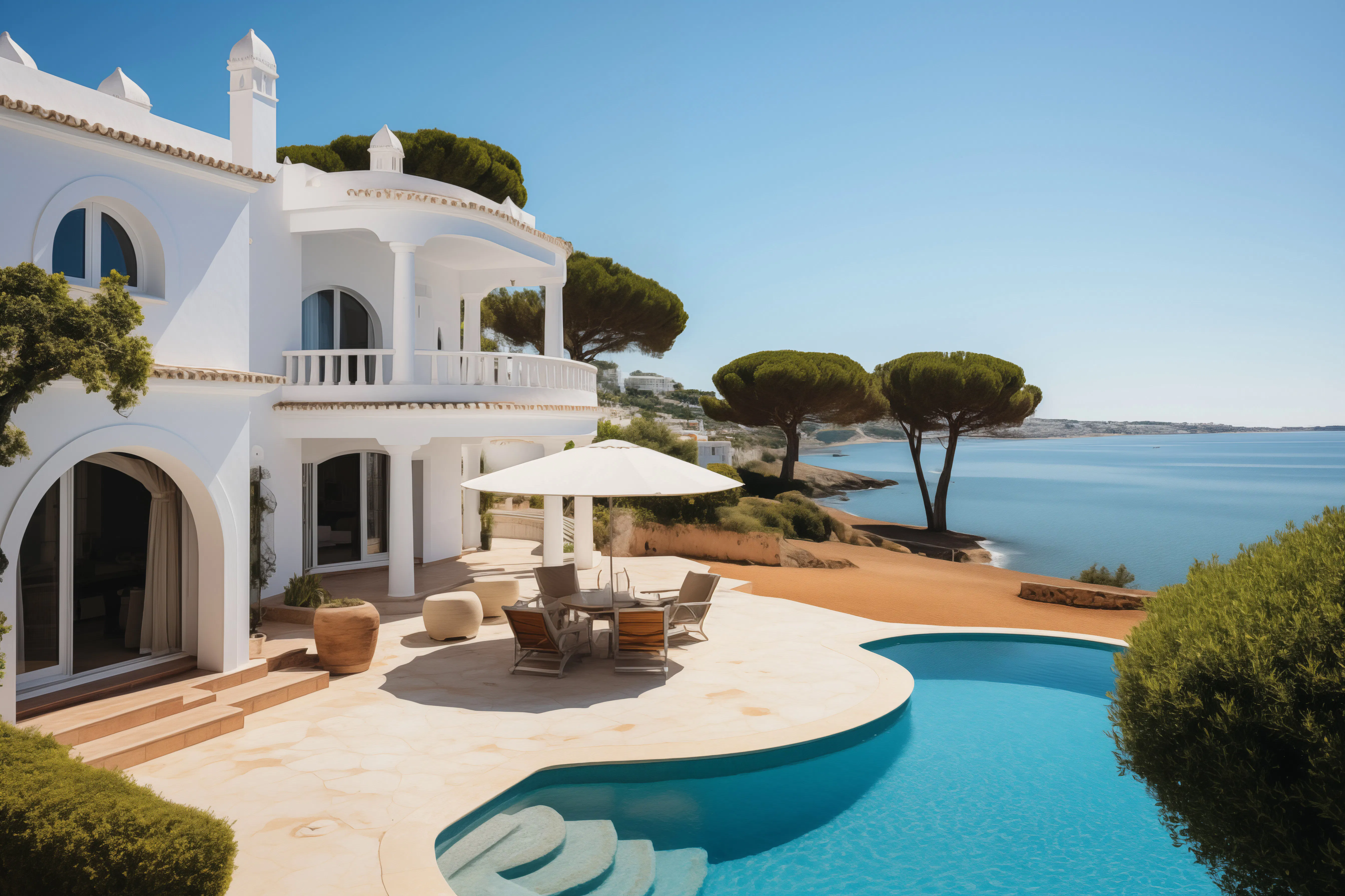 Spanish coastal property on a sunny day 