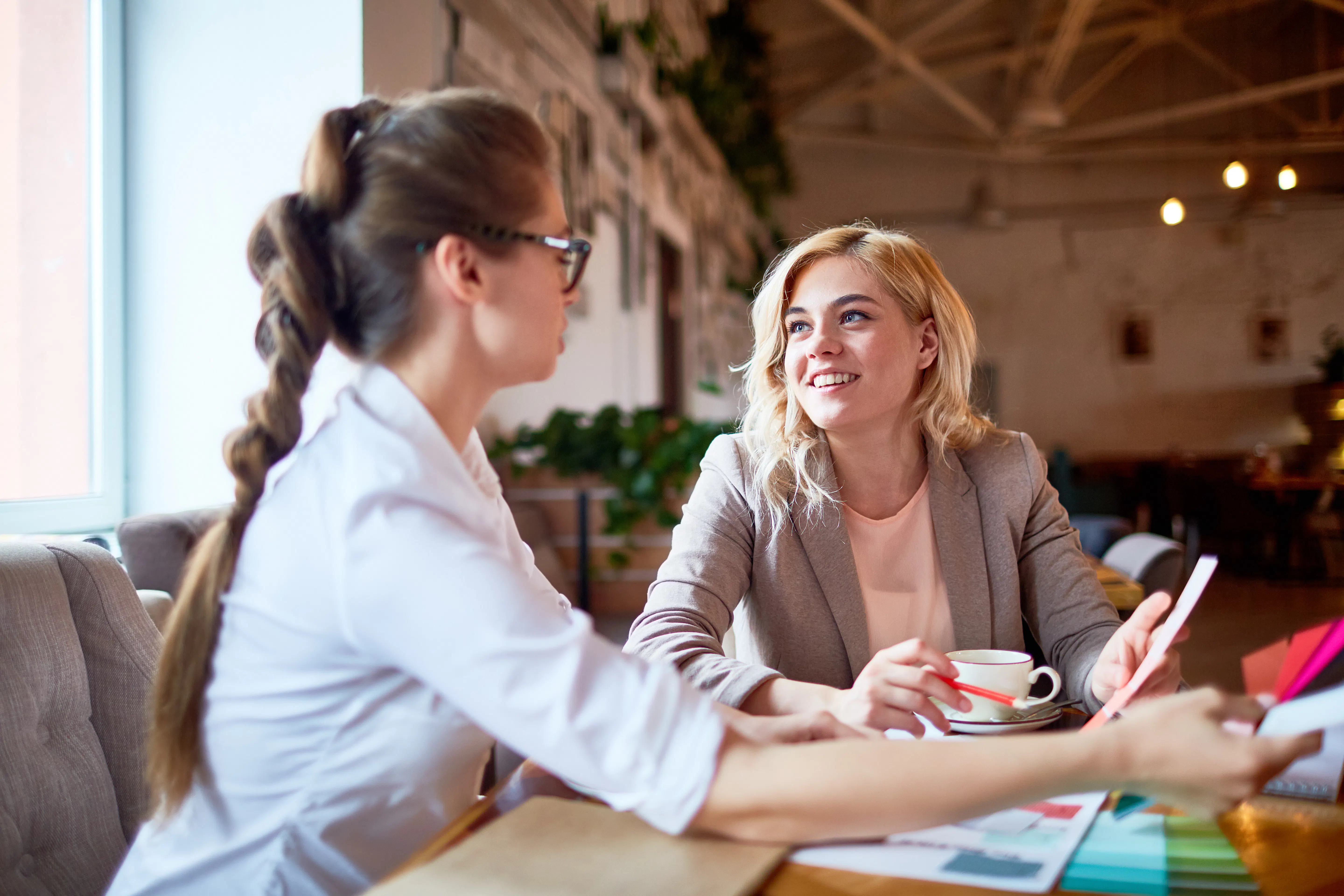 interior designer smiling at client