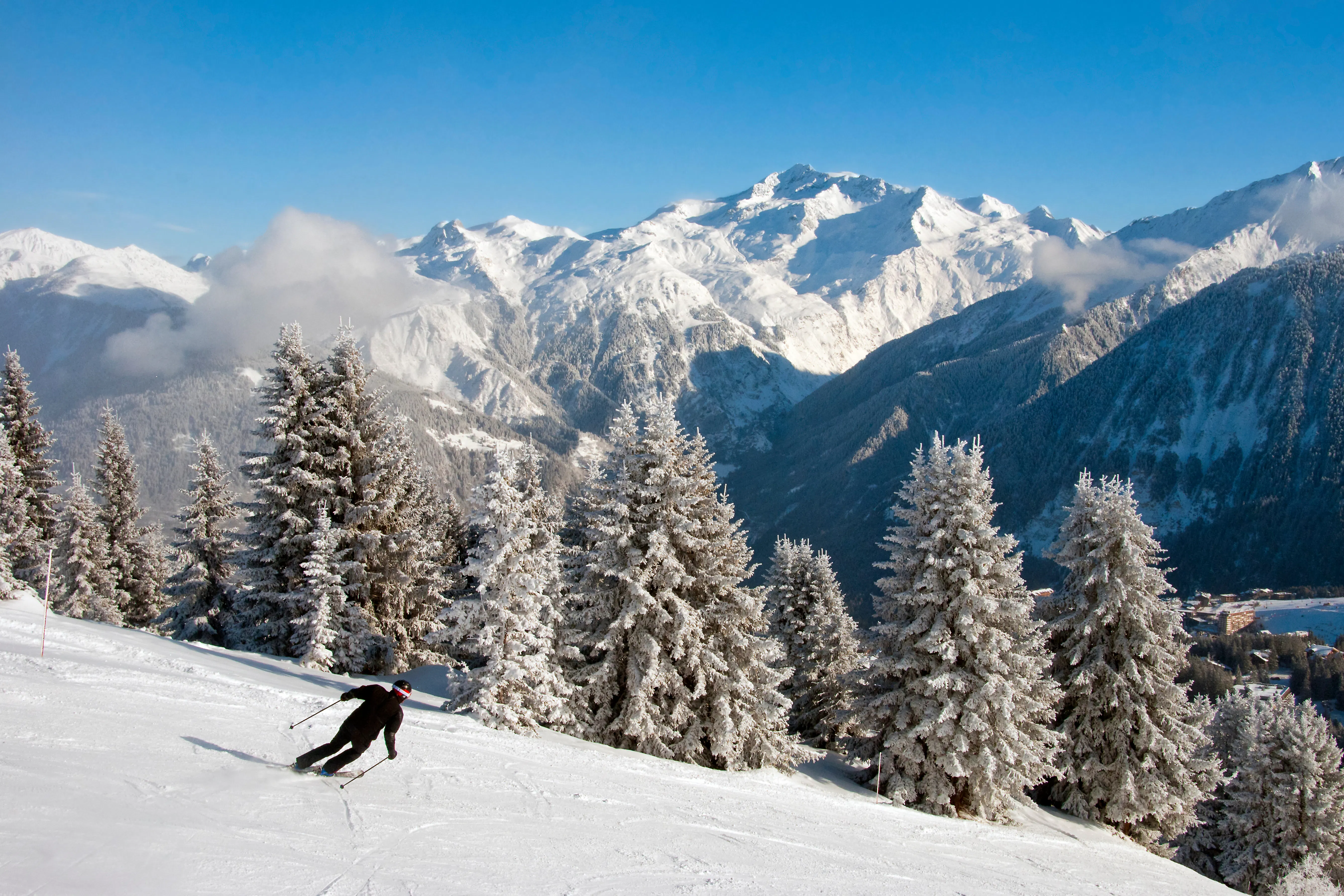Skiier in french Alps