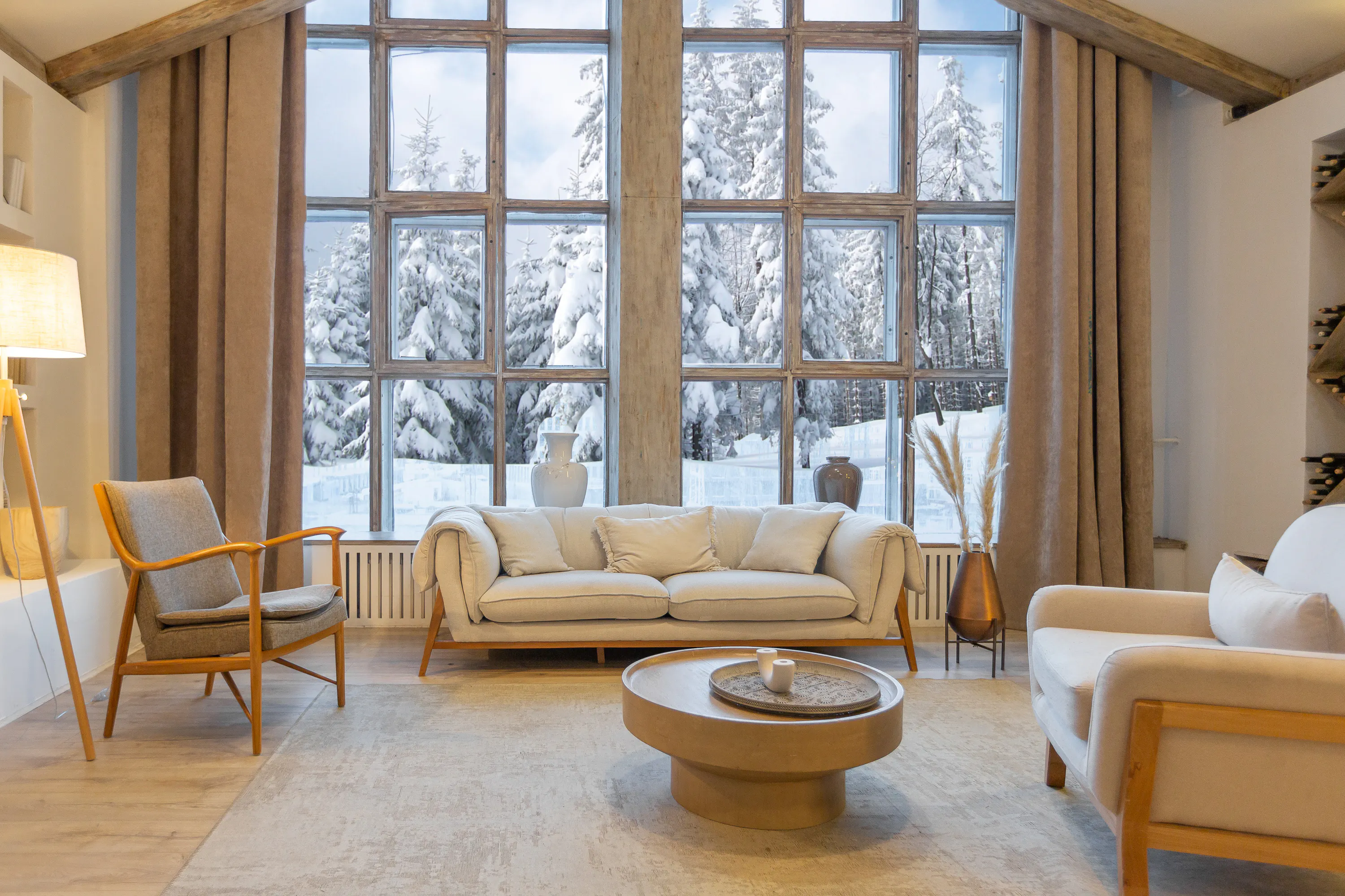cozy warm home interior of a chic country chalet