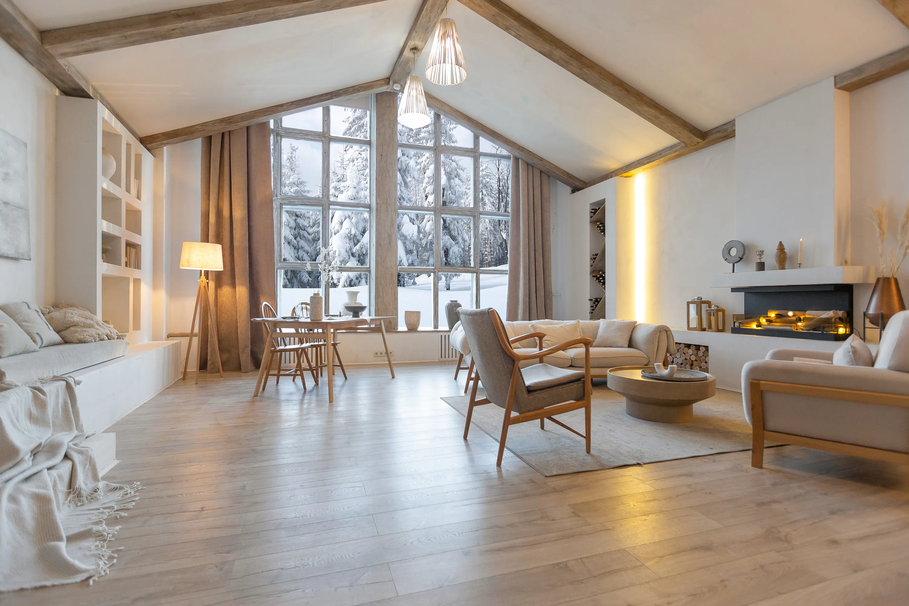 cozy warm home interior of a chic country chalet