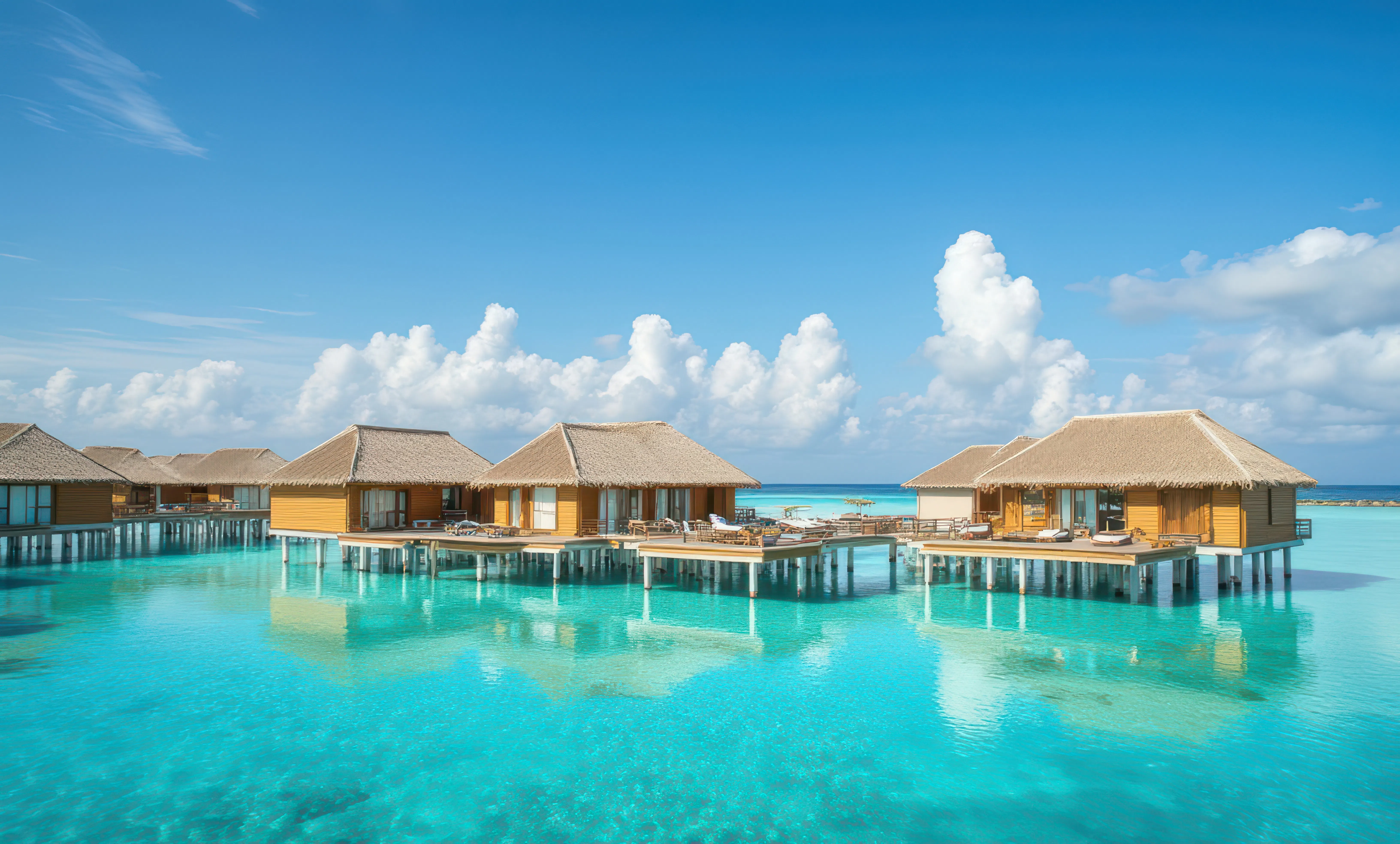 Bungalows in tropical paradise.