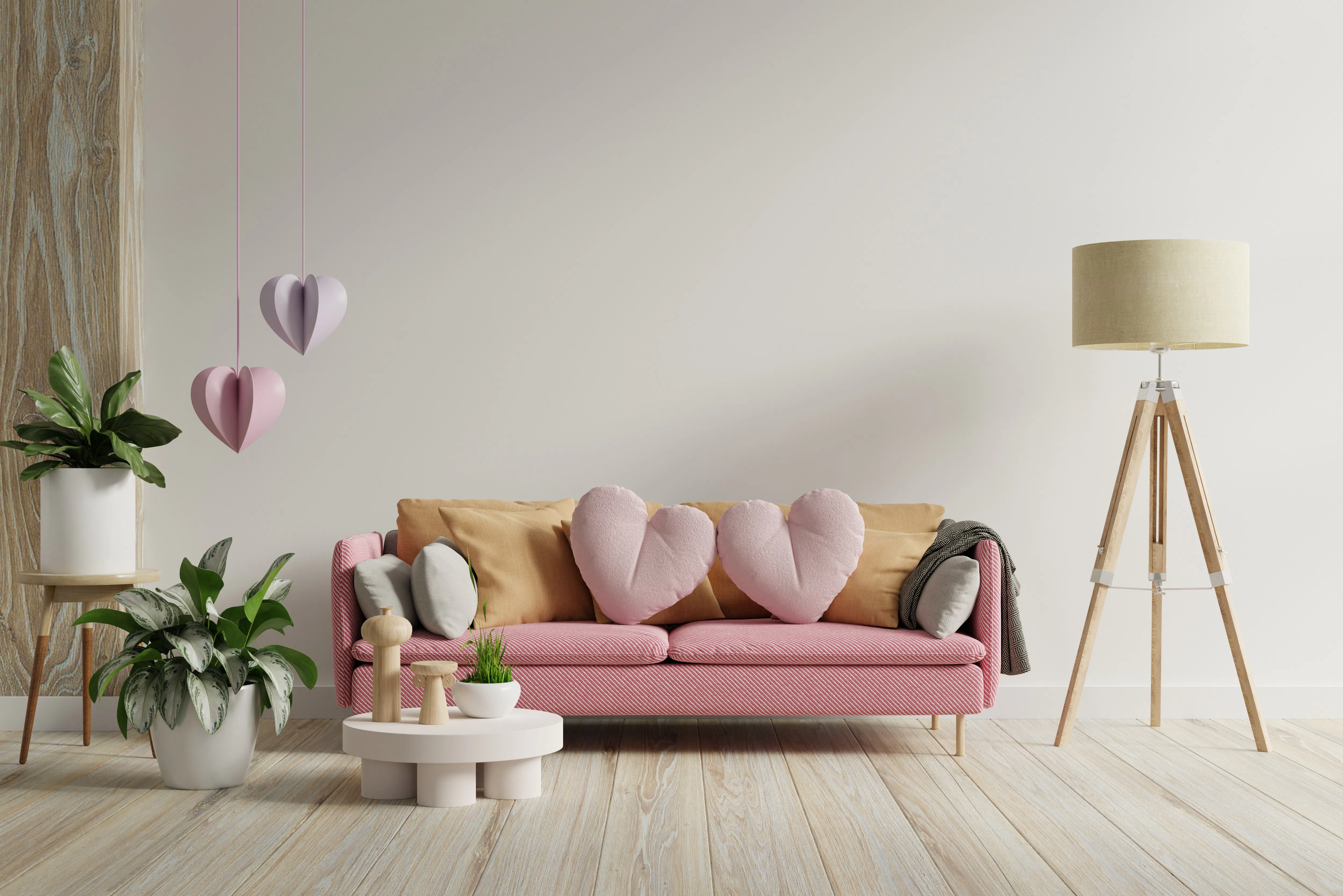 Living room with heart decor