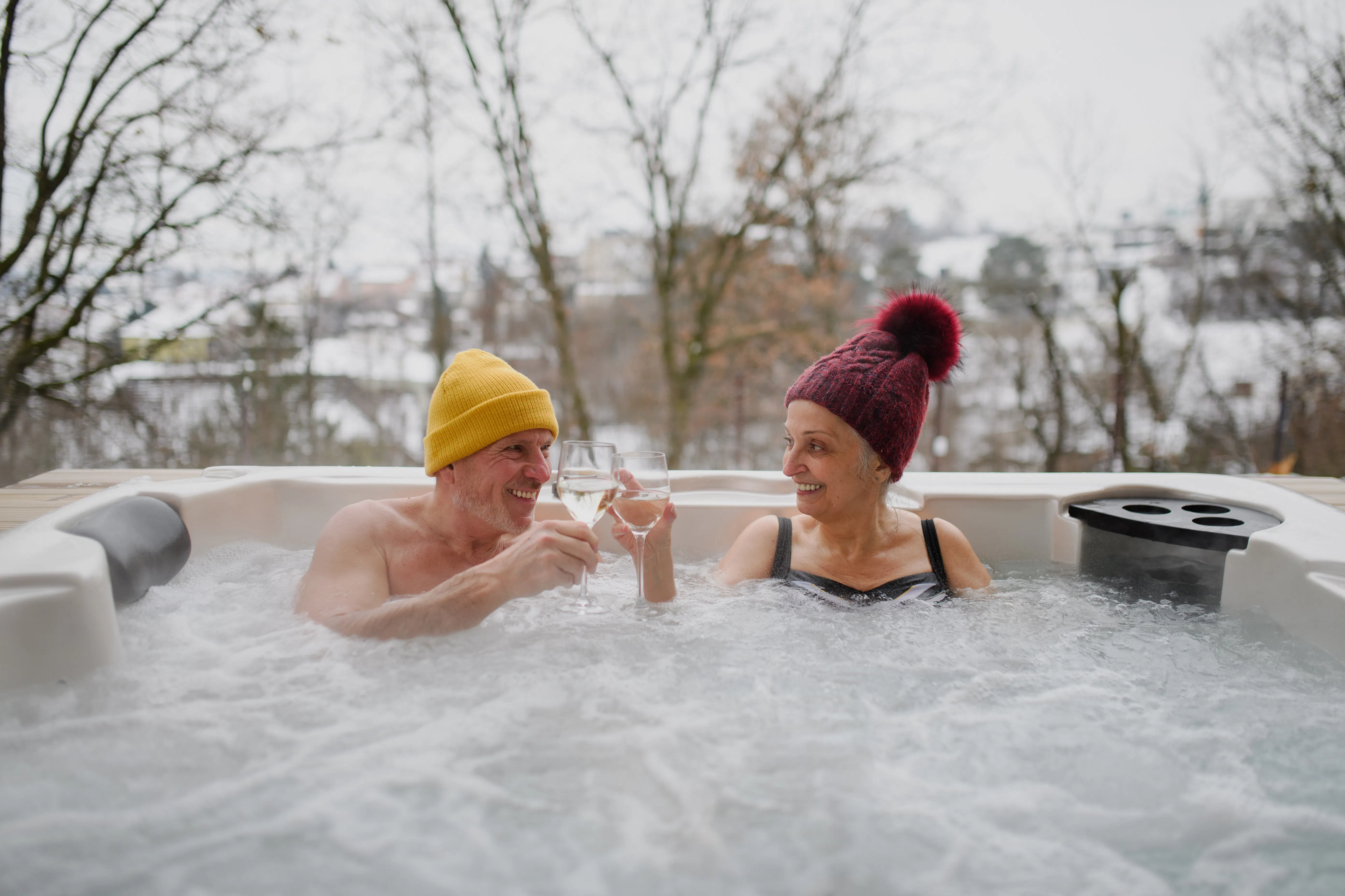Older couple in hot tub