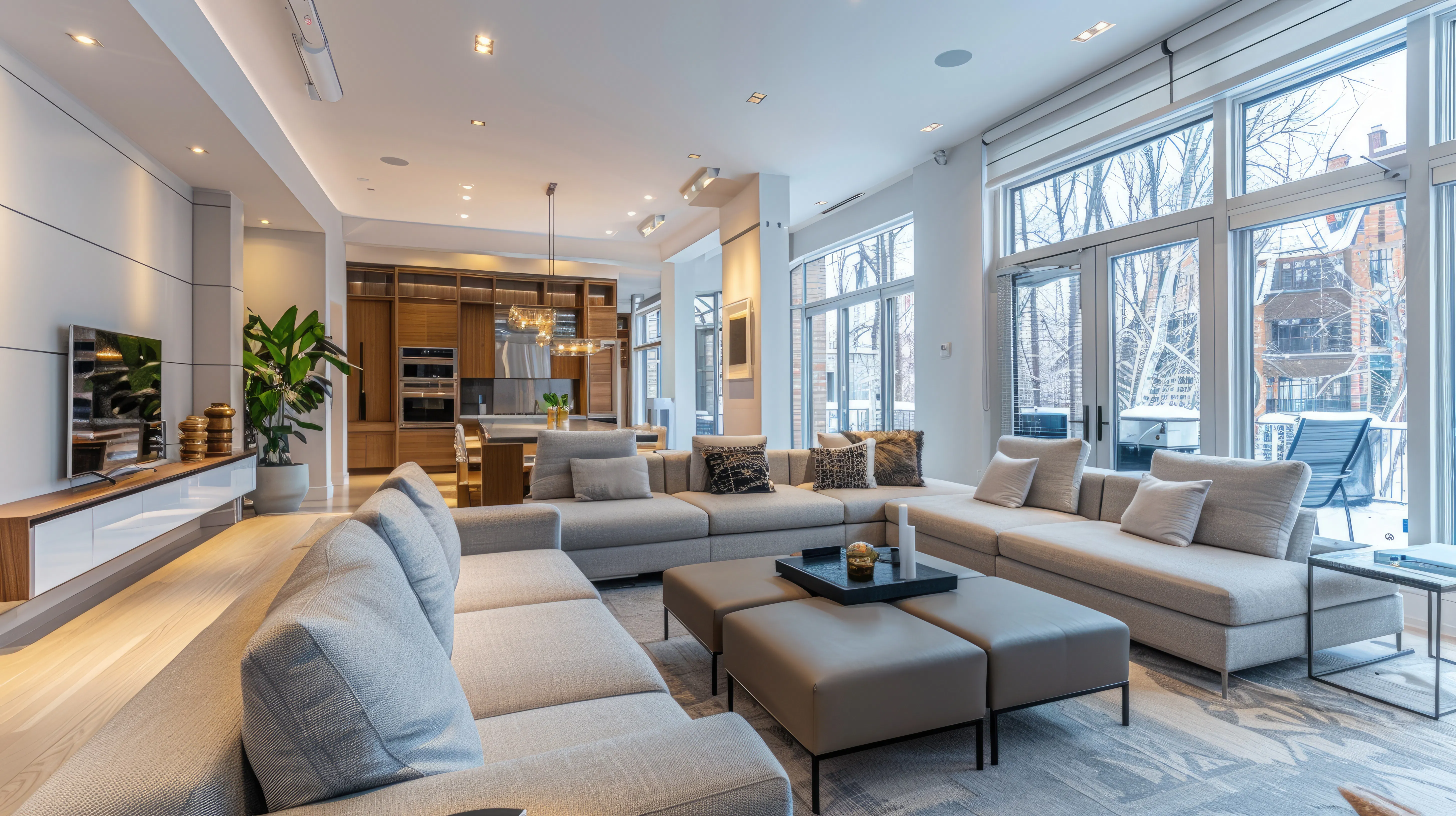In winter, living rooms and interior decorations