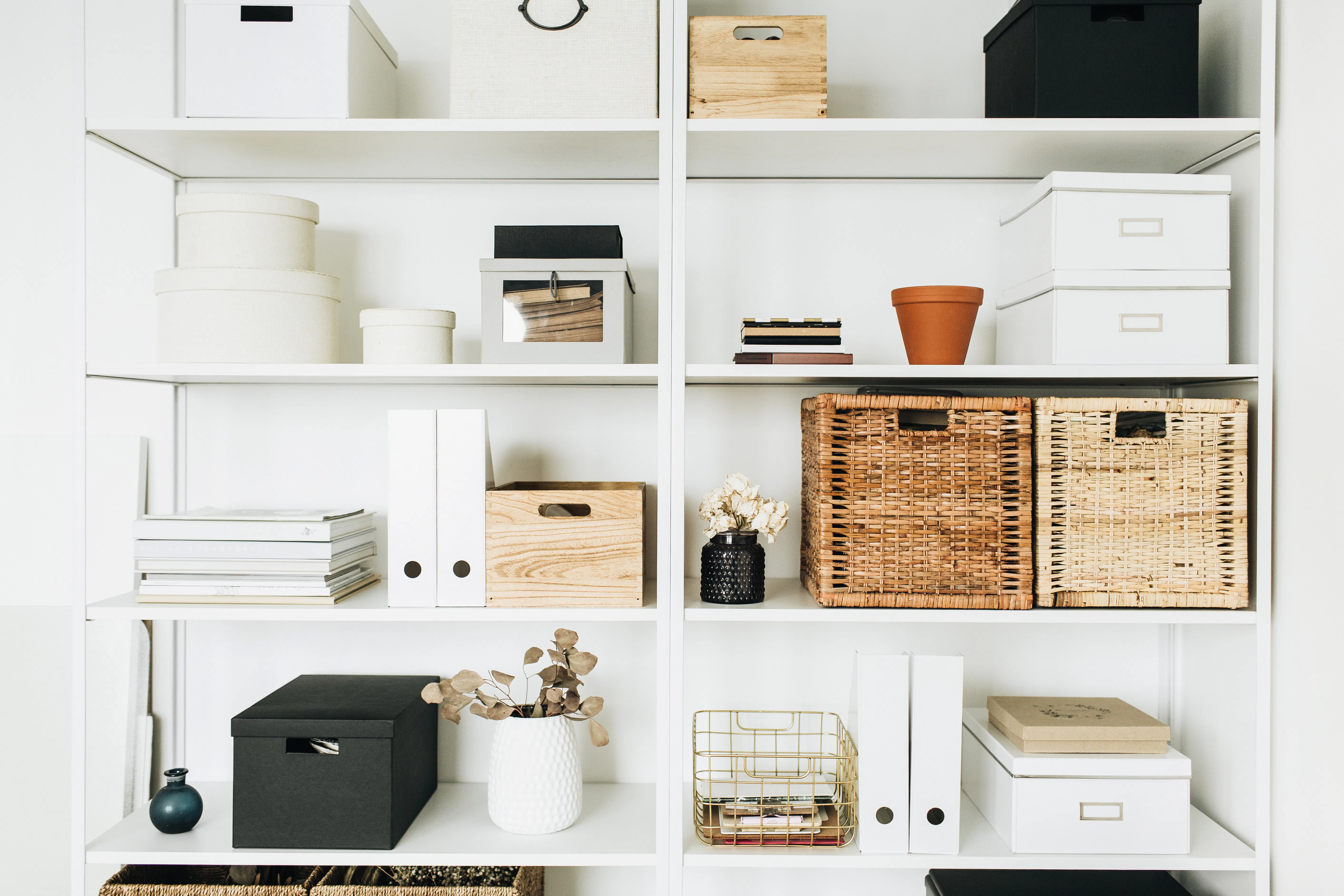 Organized shelves in home