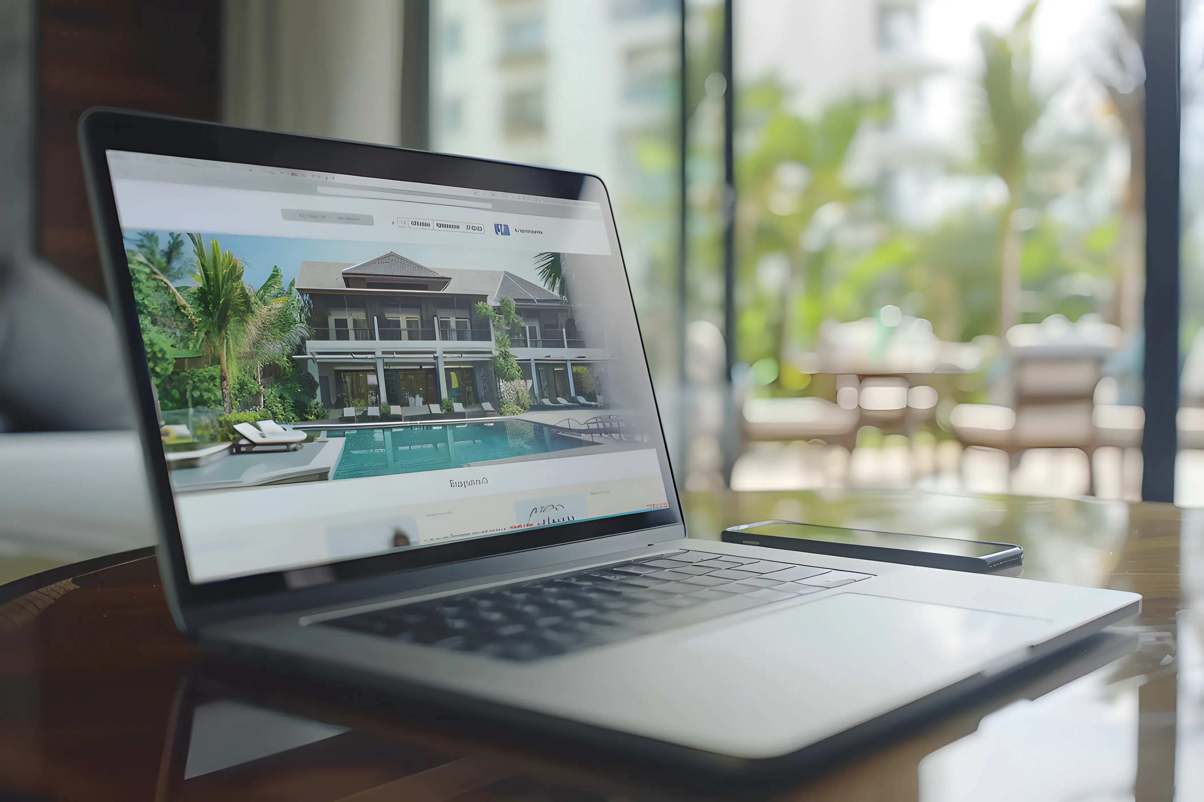 Laptop computer screen showing a direct booking website.