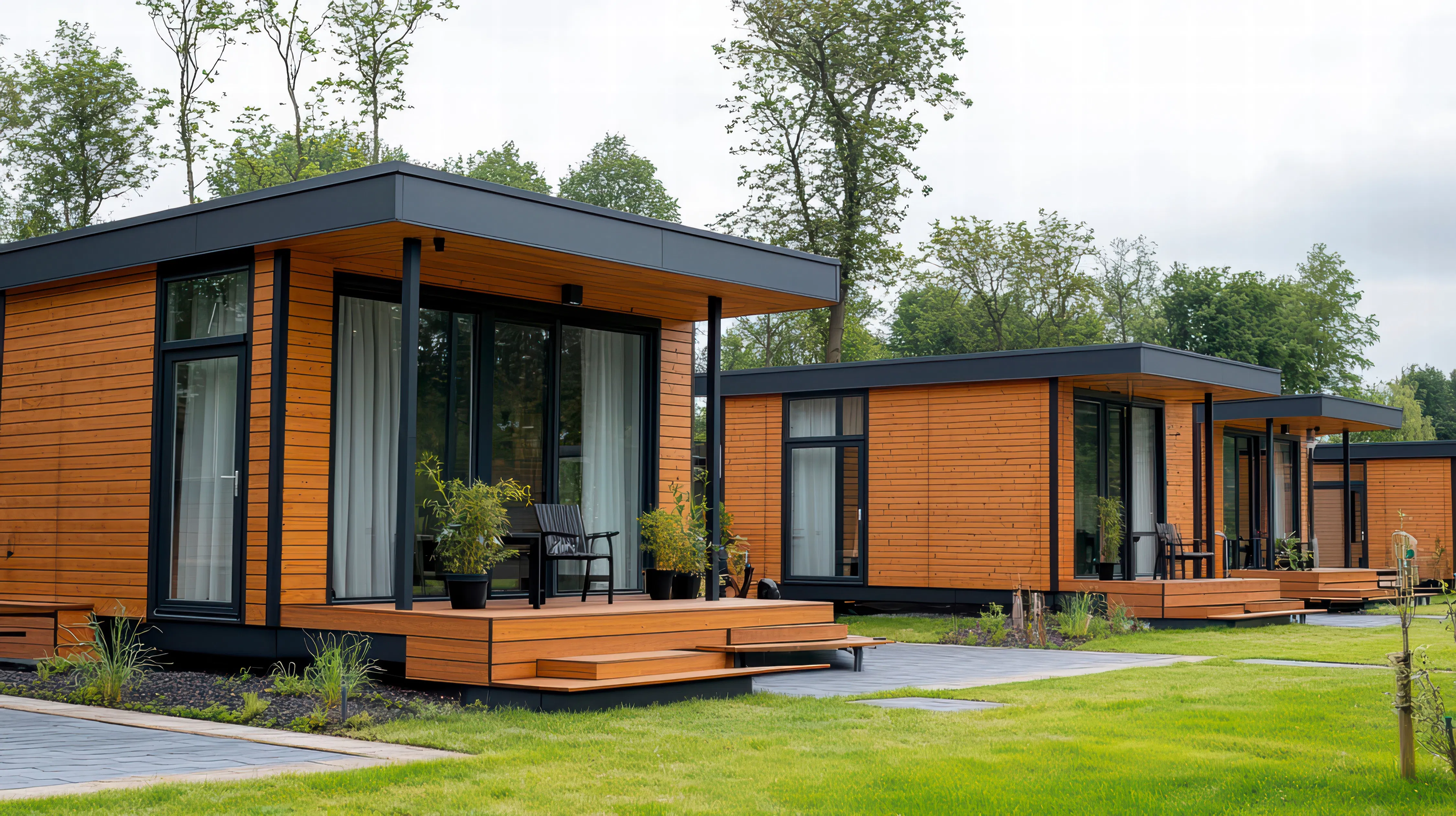 Two modern cabins.