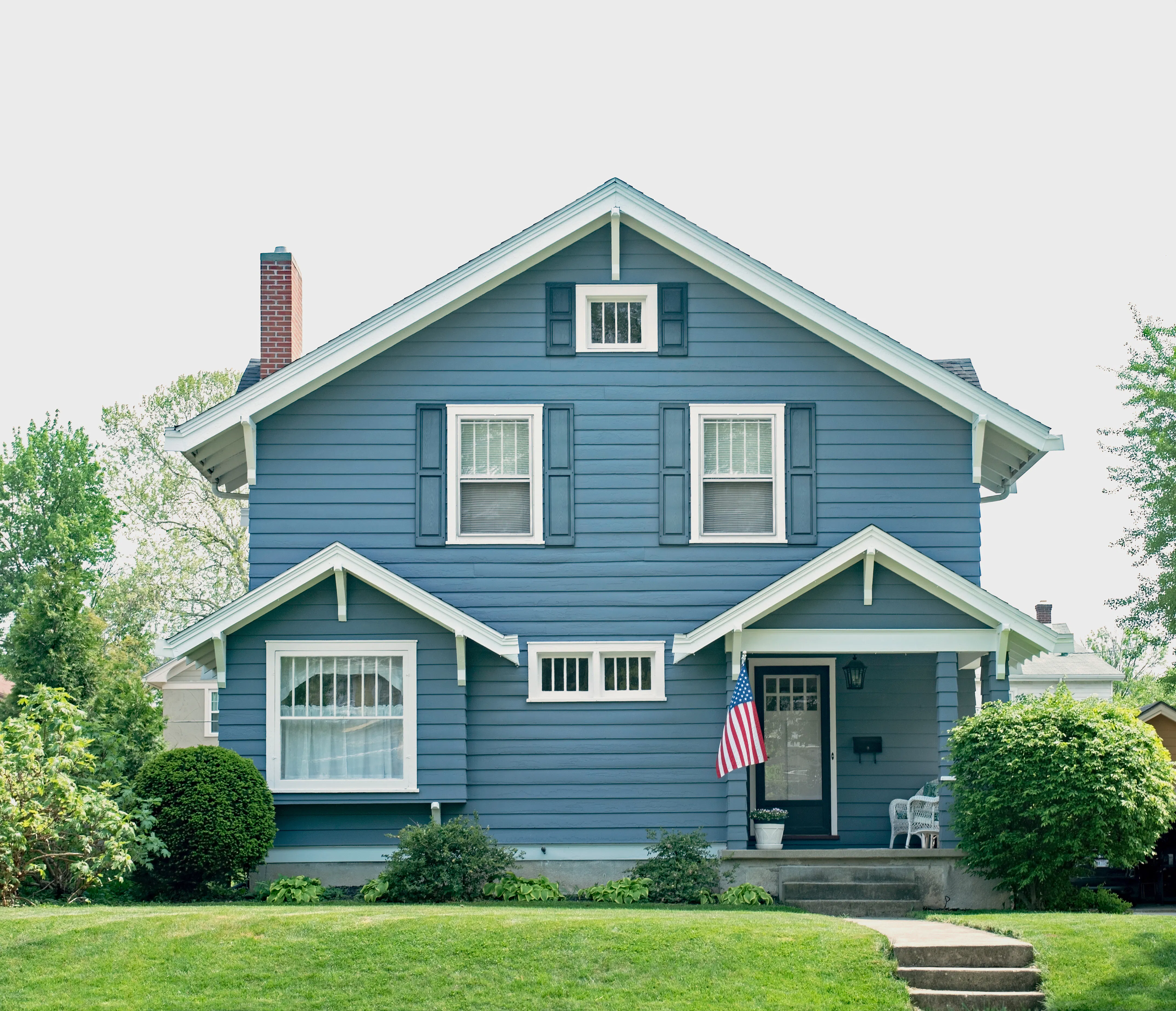 Basic Blue House with Small Porch.