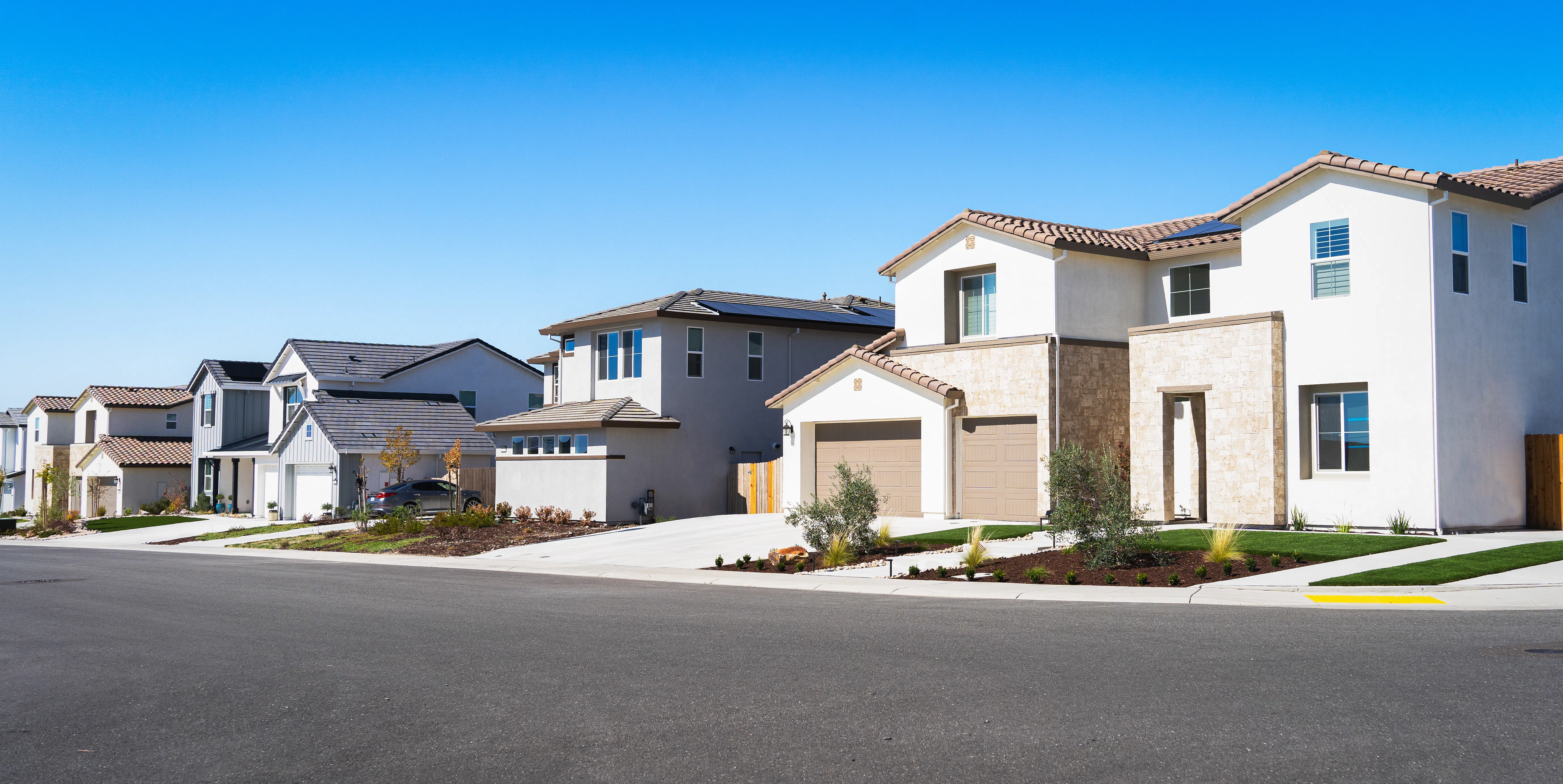 Side view of suburban homes.