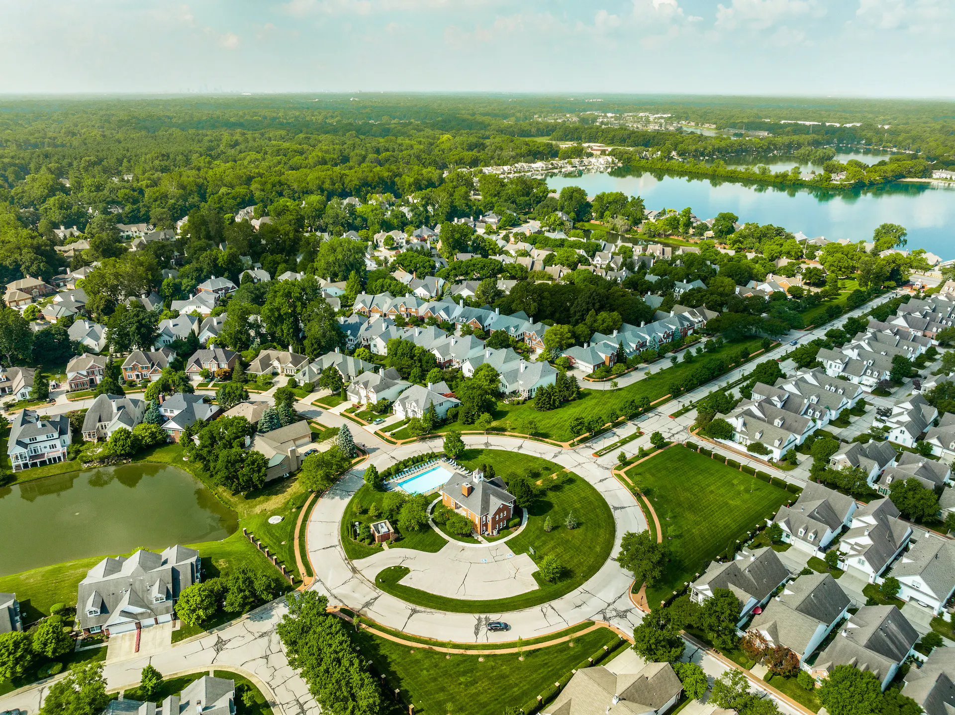 An aerial view of an Indianapolis suburb.
