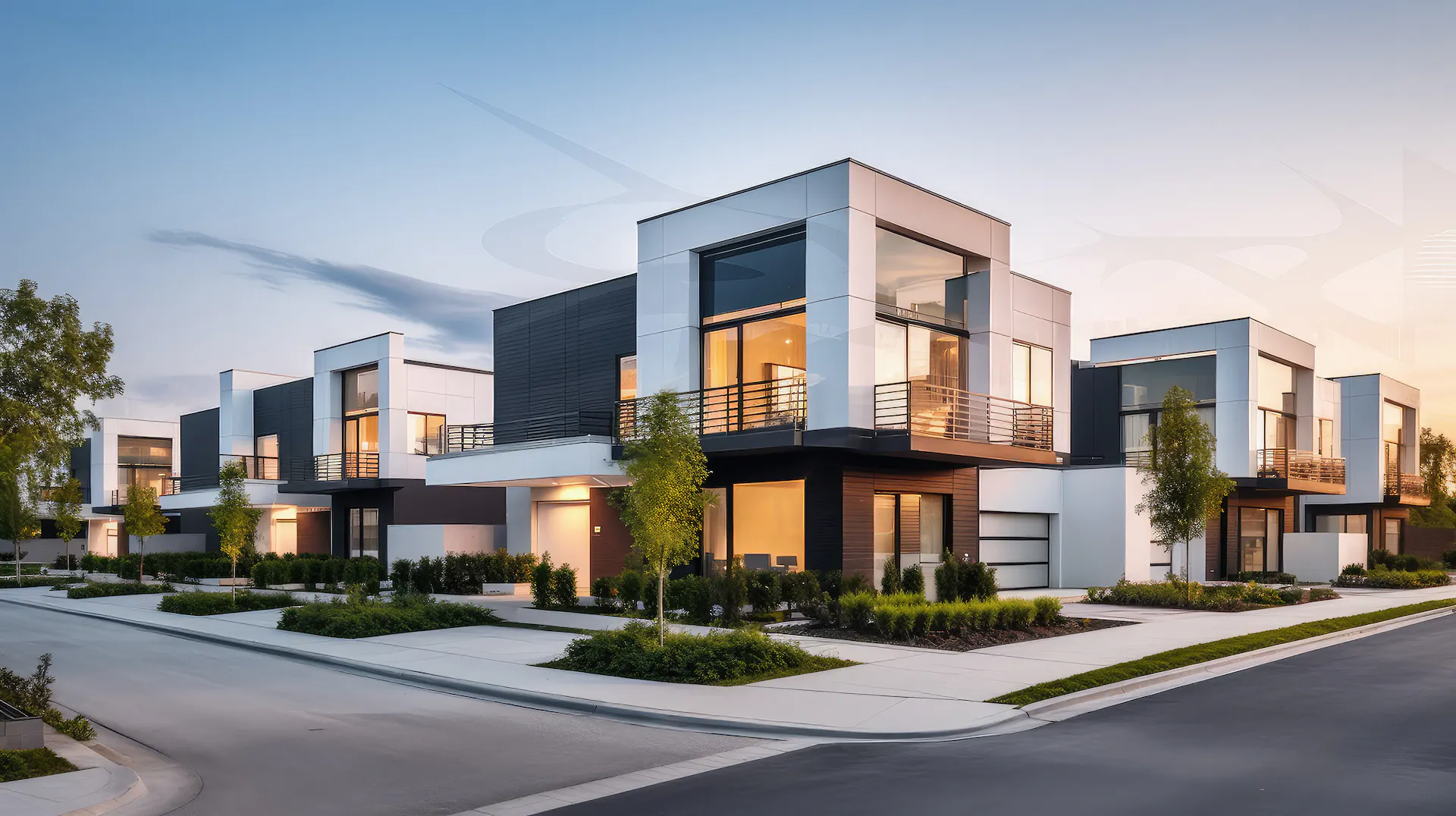Neighborhood of modern luxurious houses.