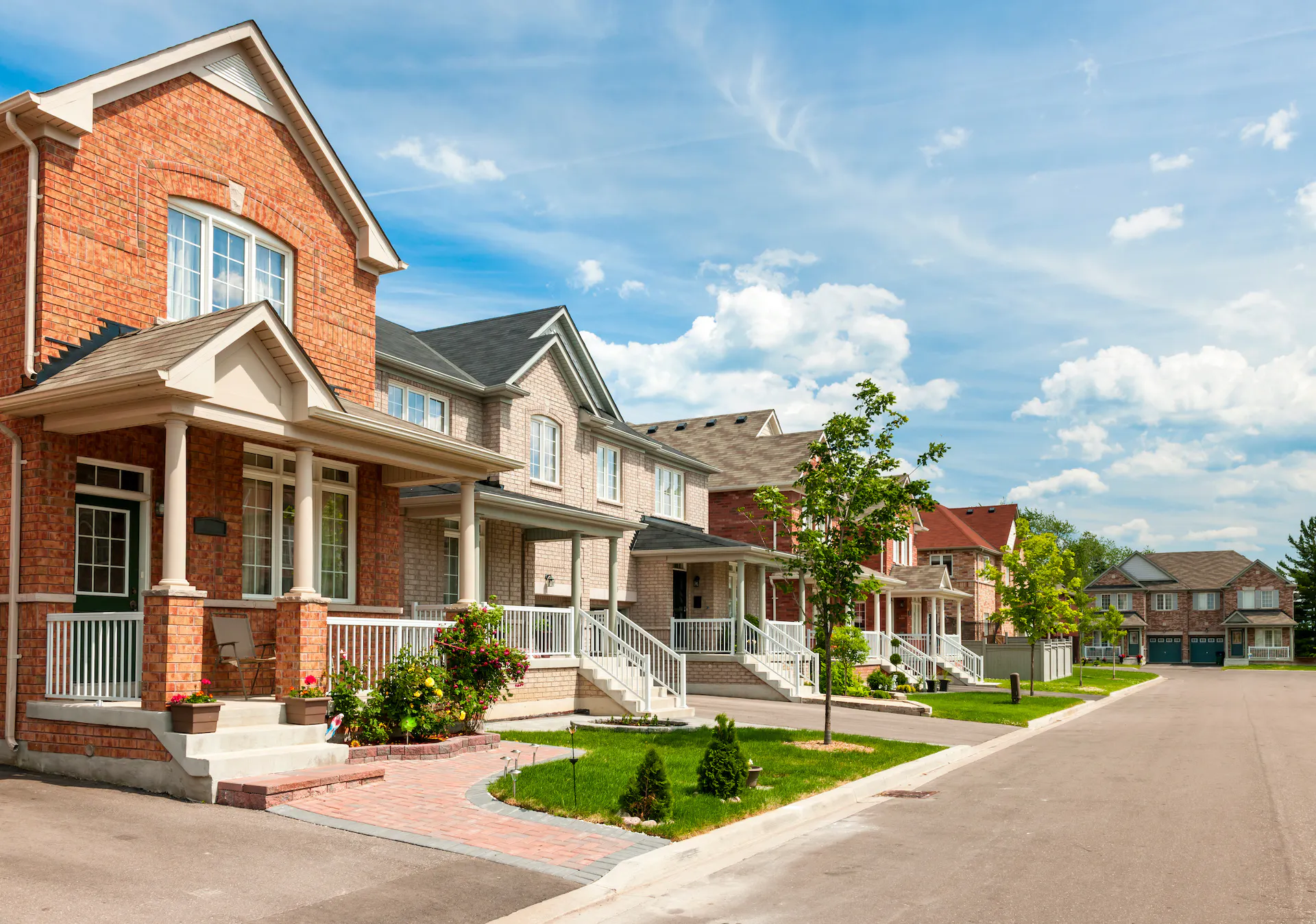 Row of suburban houses.
