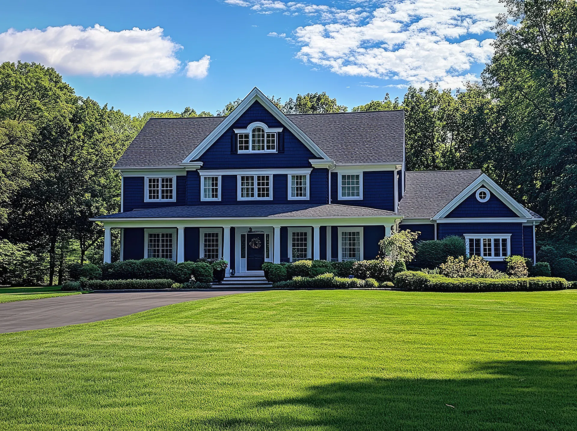 A dark house in the suburbs of Long Island, New York.