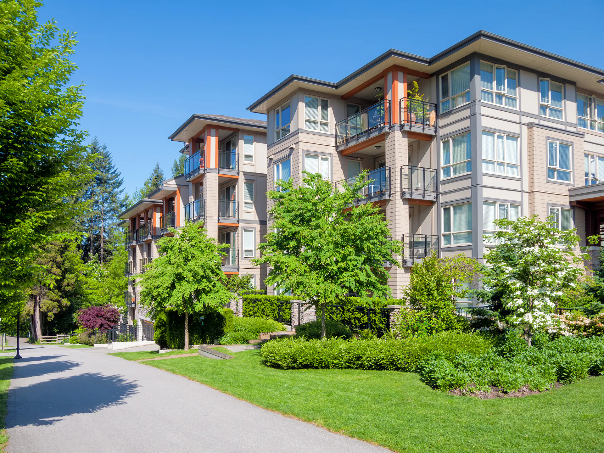 Modern apartment buildings in Vancouver.