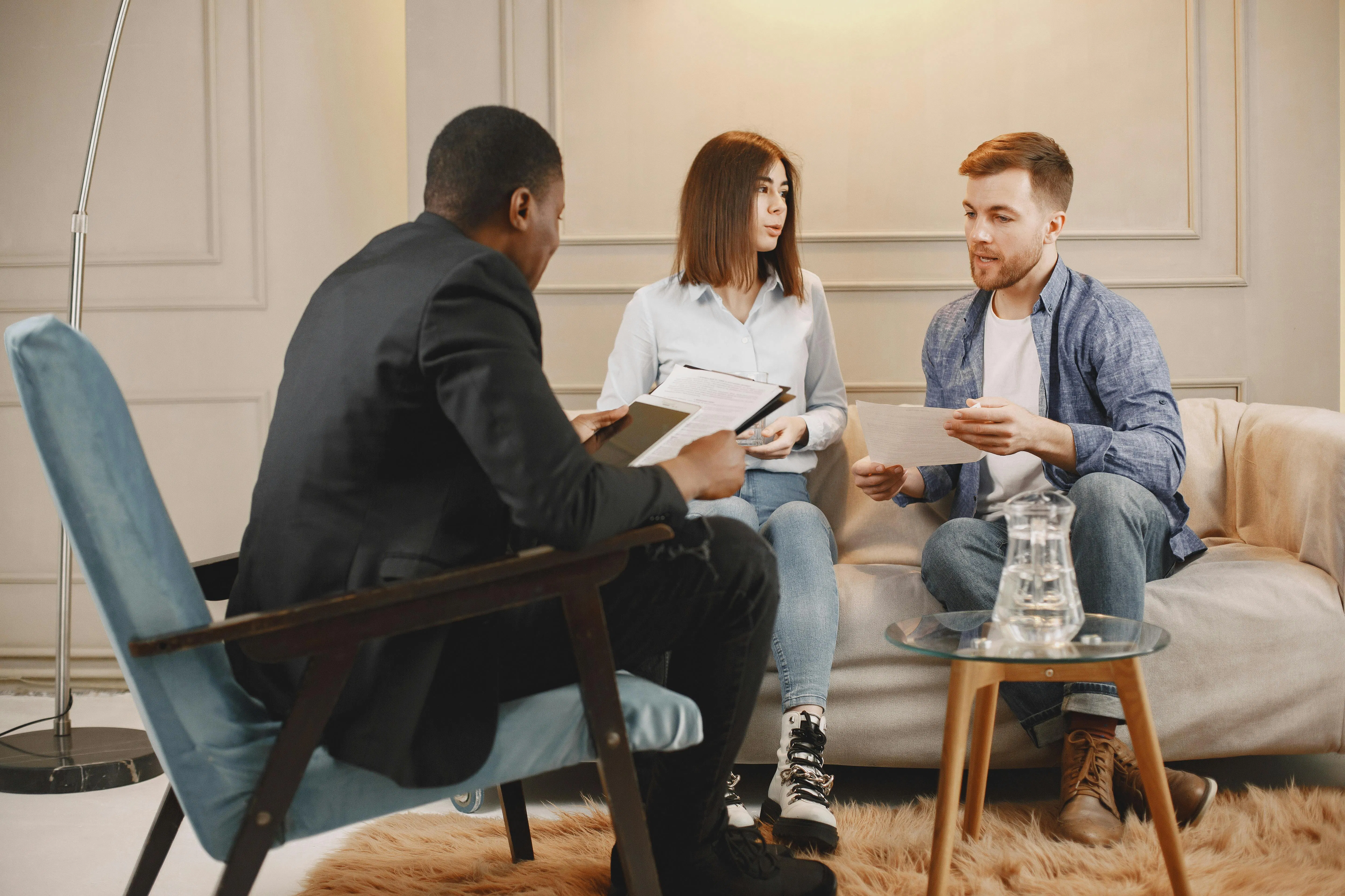 3 people talking together