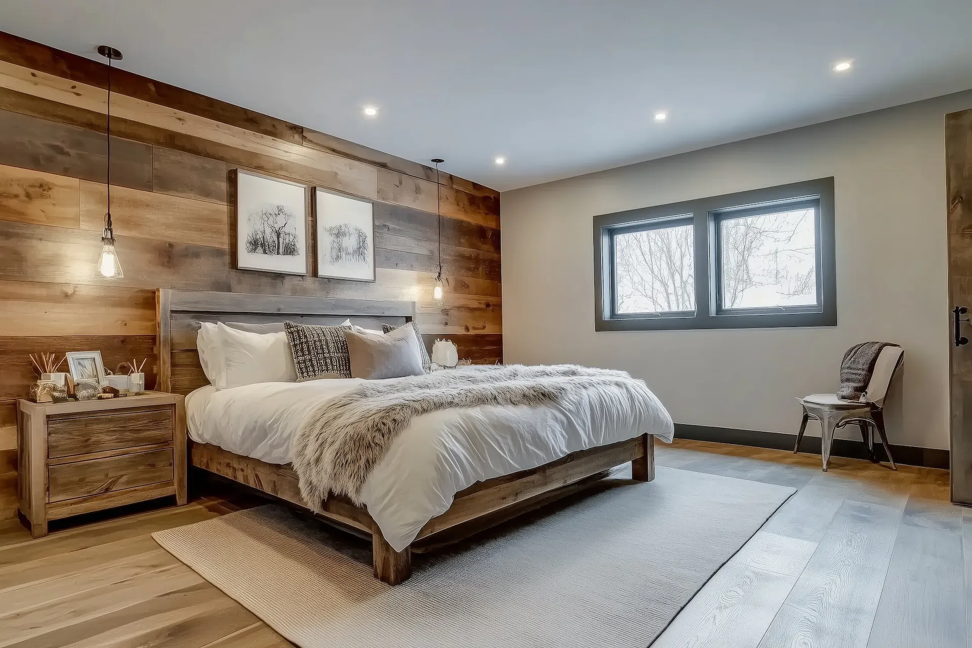 Bedroom with a rustic interior design style.