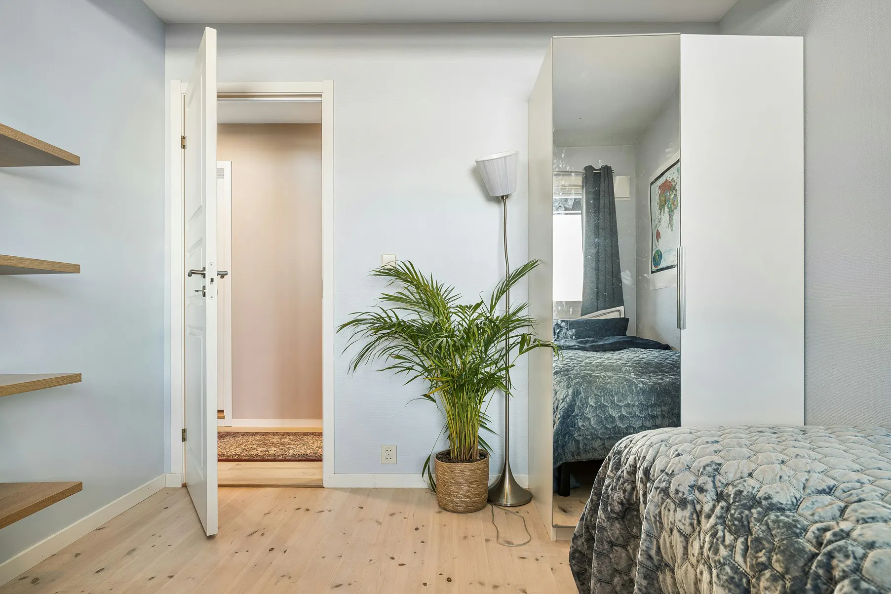 Bedroom looking into hallway