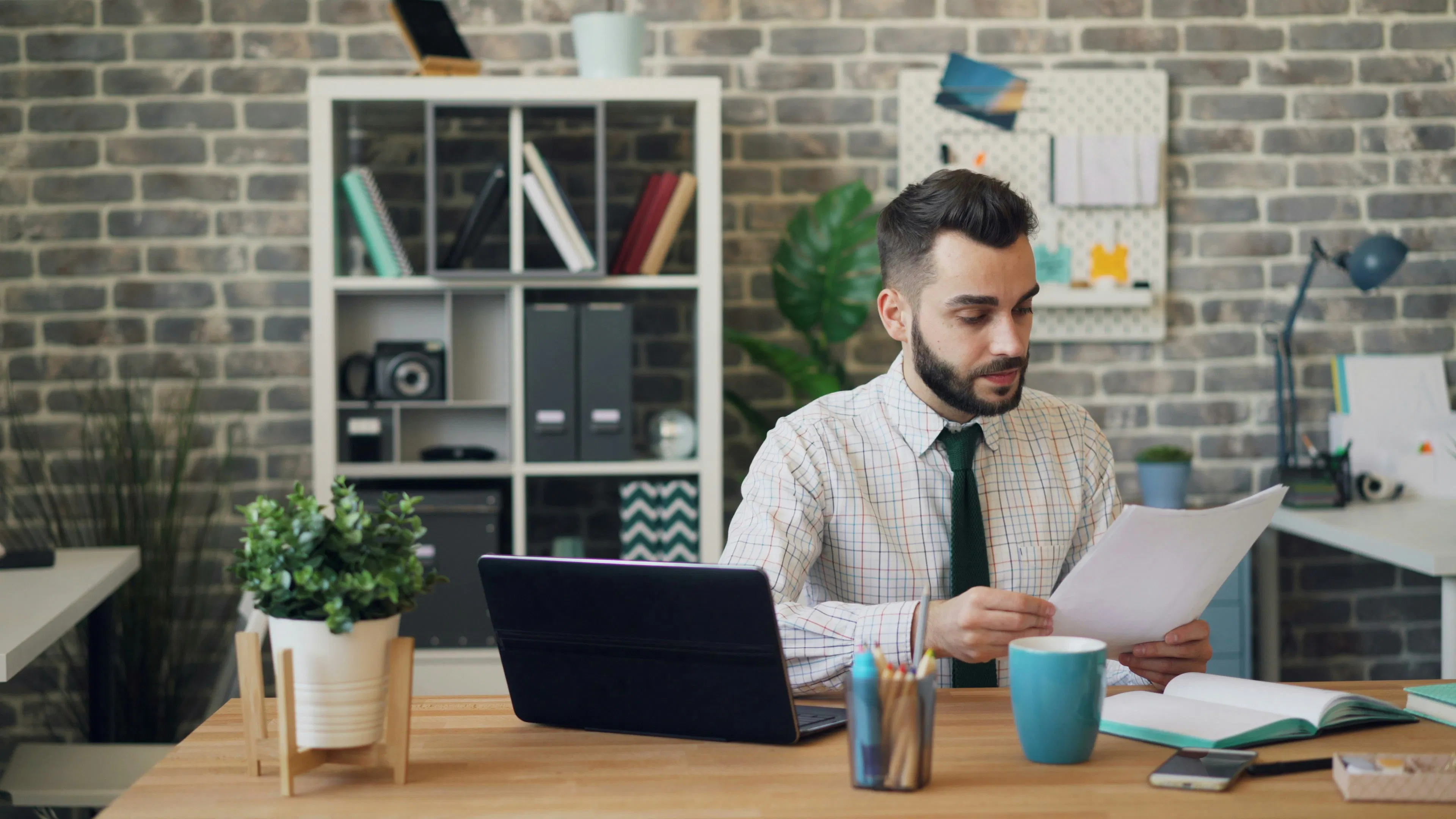 businessman looking at documentation