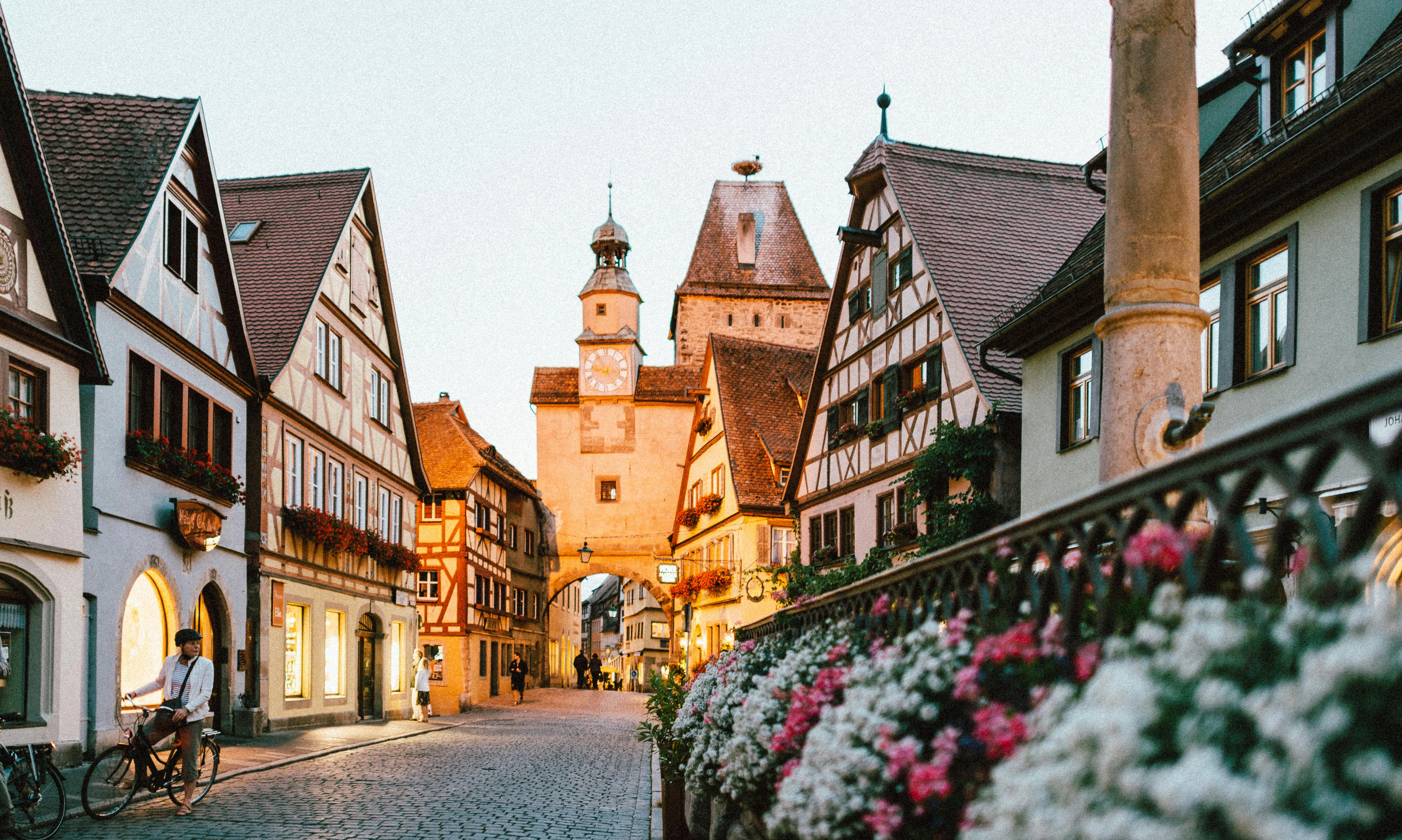 Houses on cobblestone street in Europe