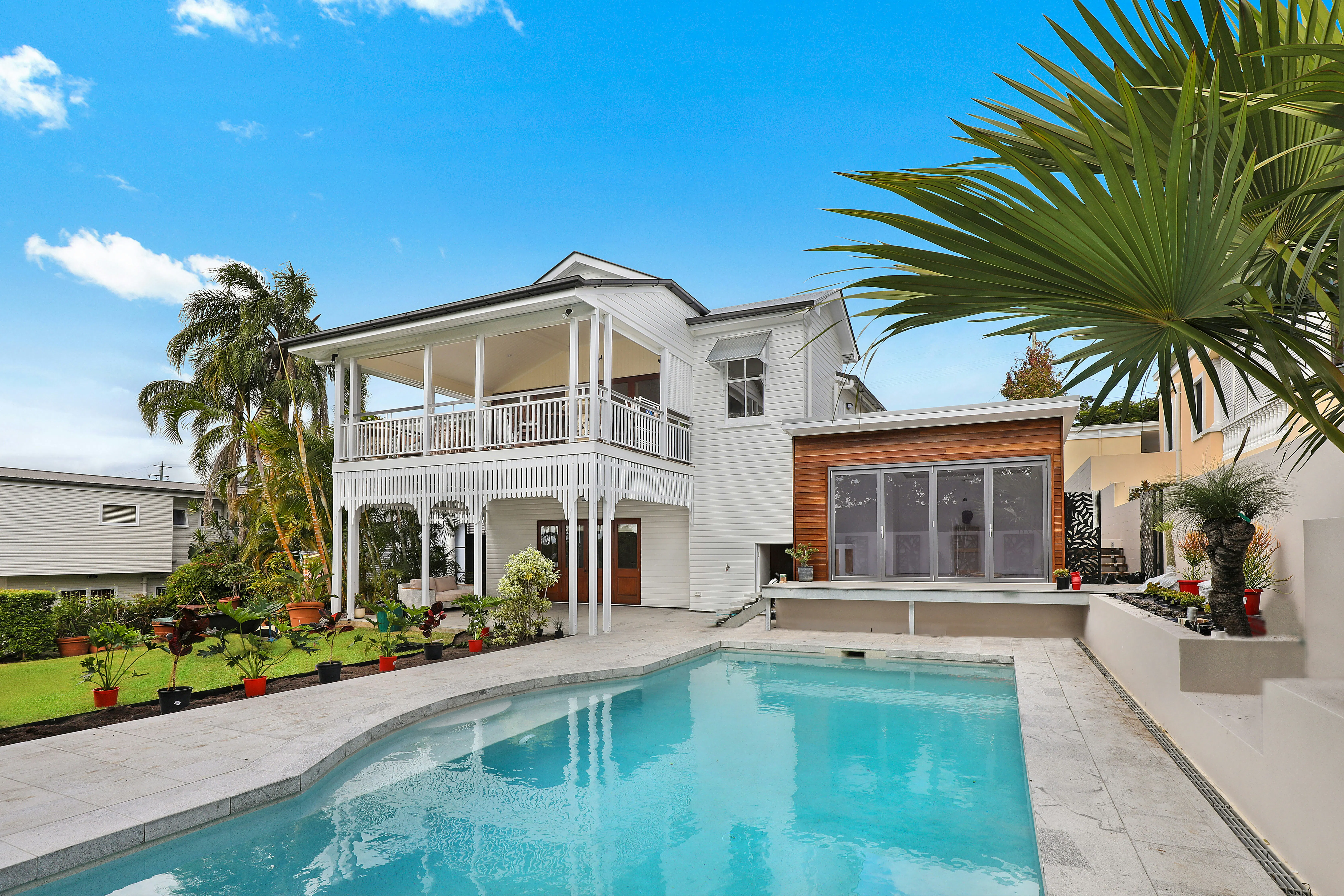 Two-story home with pool