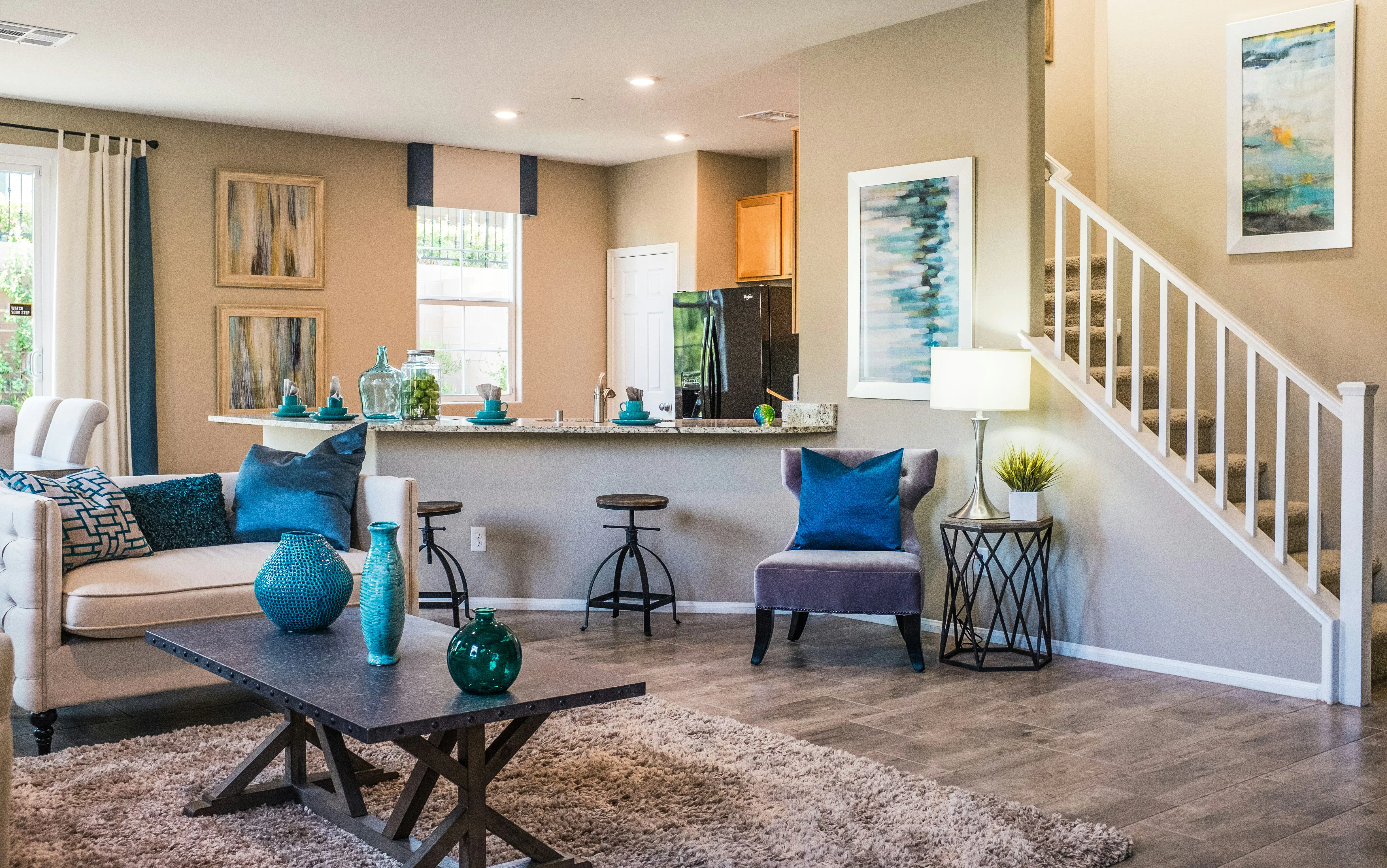 living room and kitchen