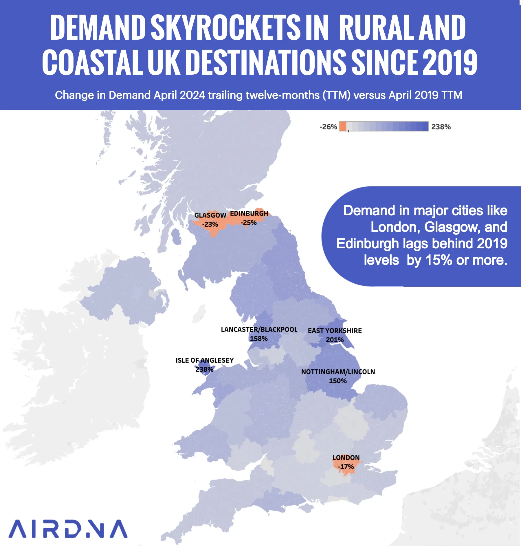 Map of demand change in UK since 2019