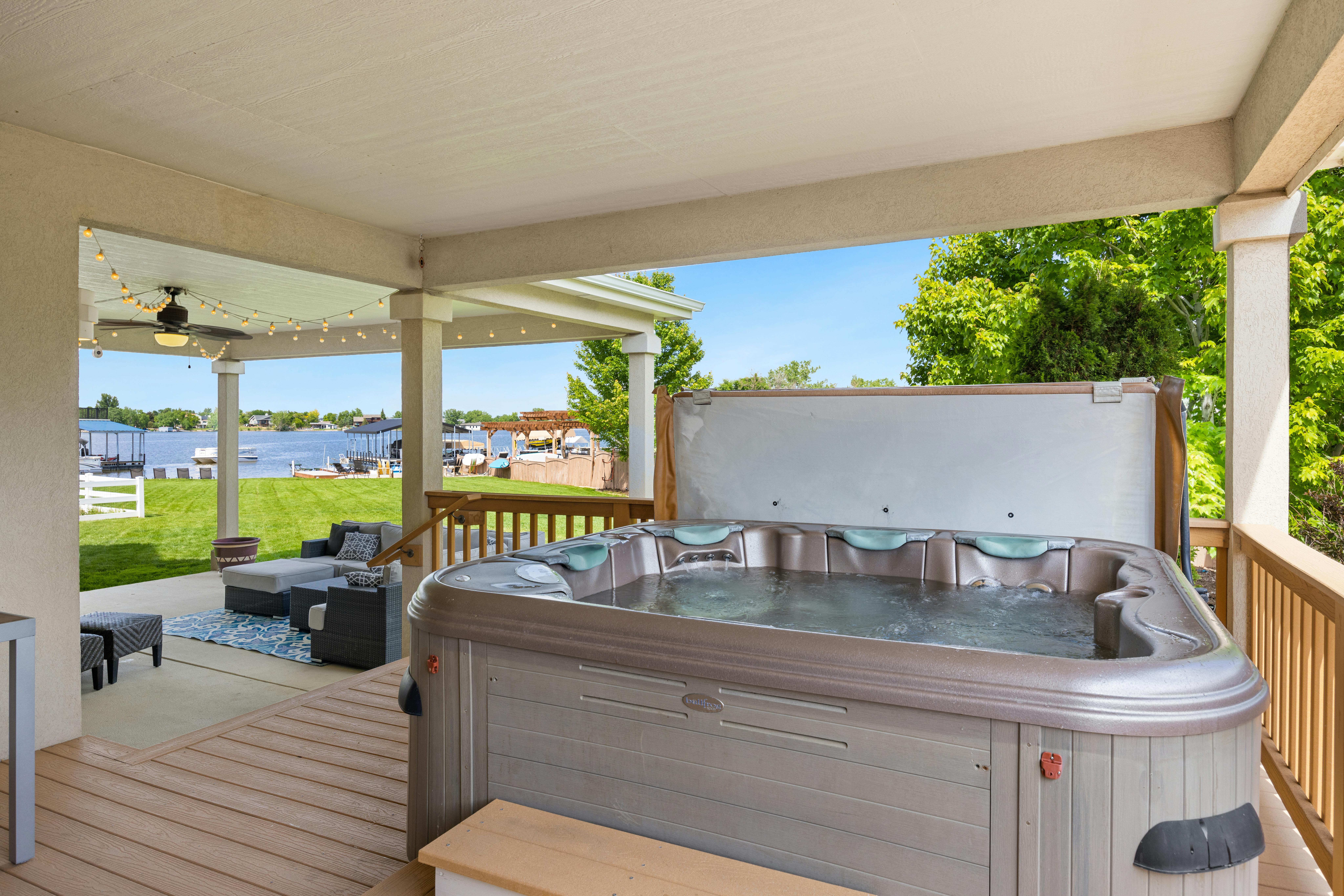 Outdoor covered hot tub