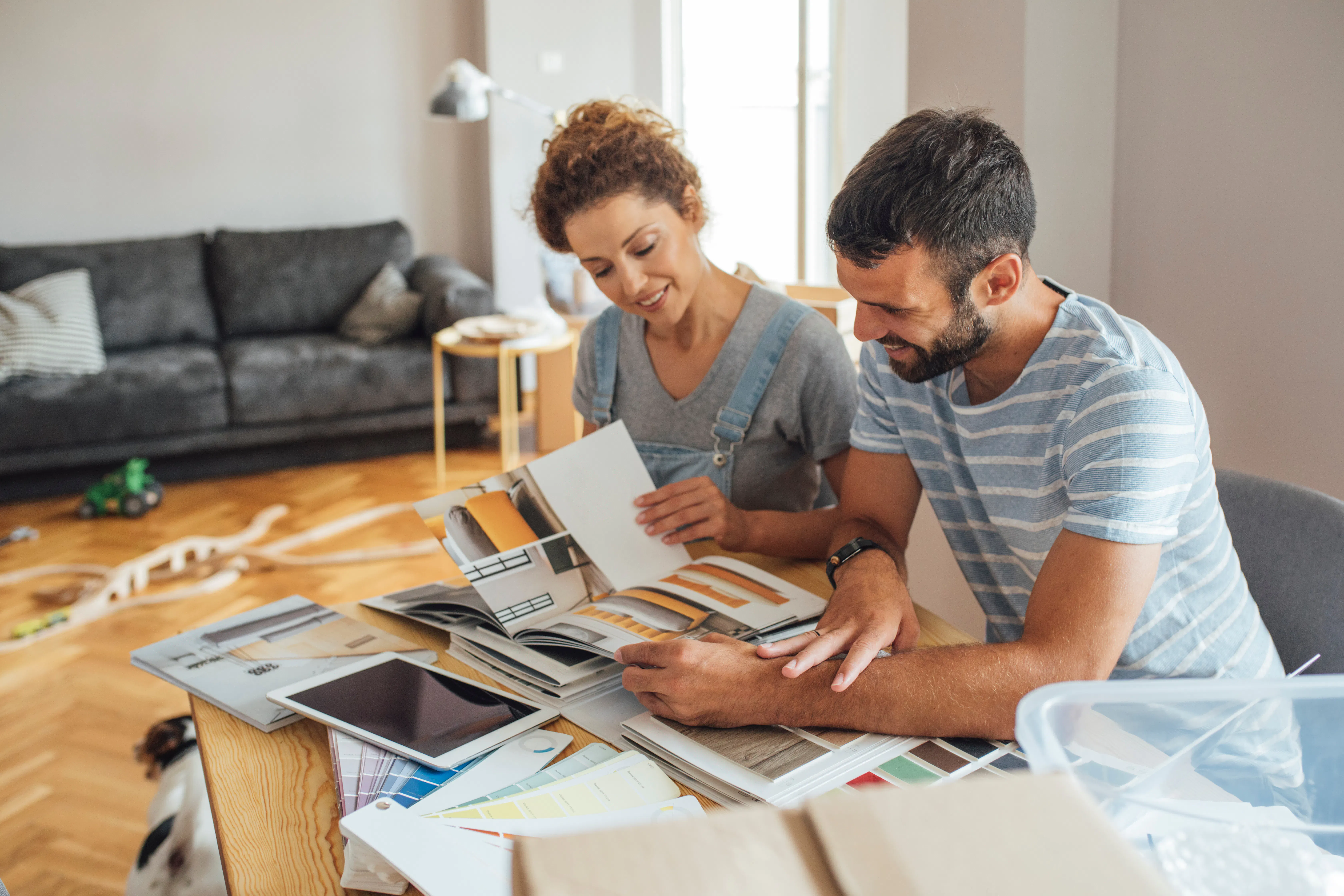 Couple planning home renovation