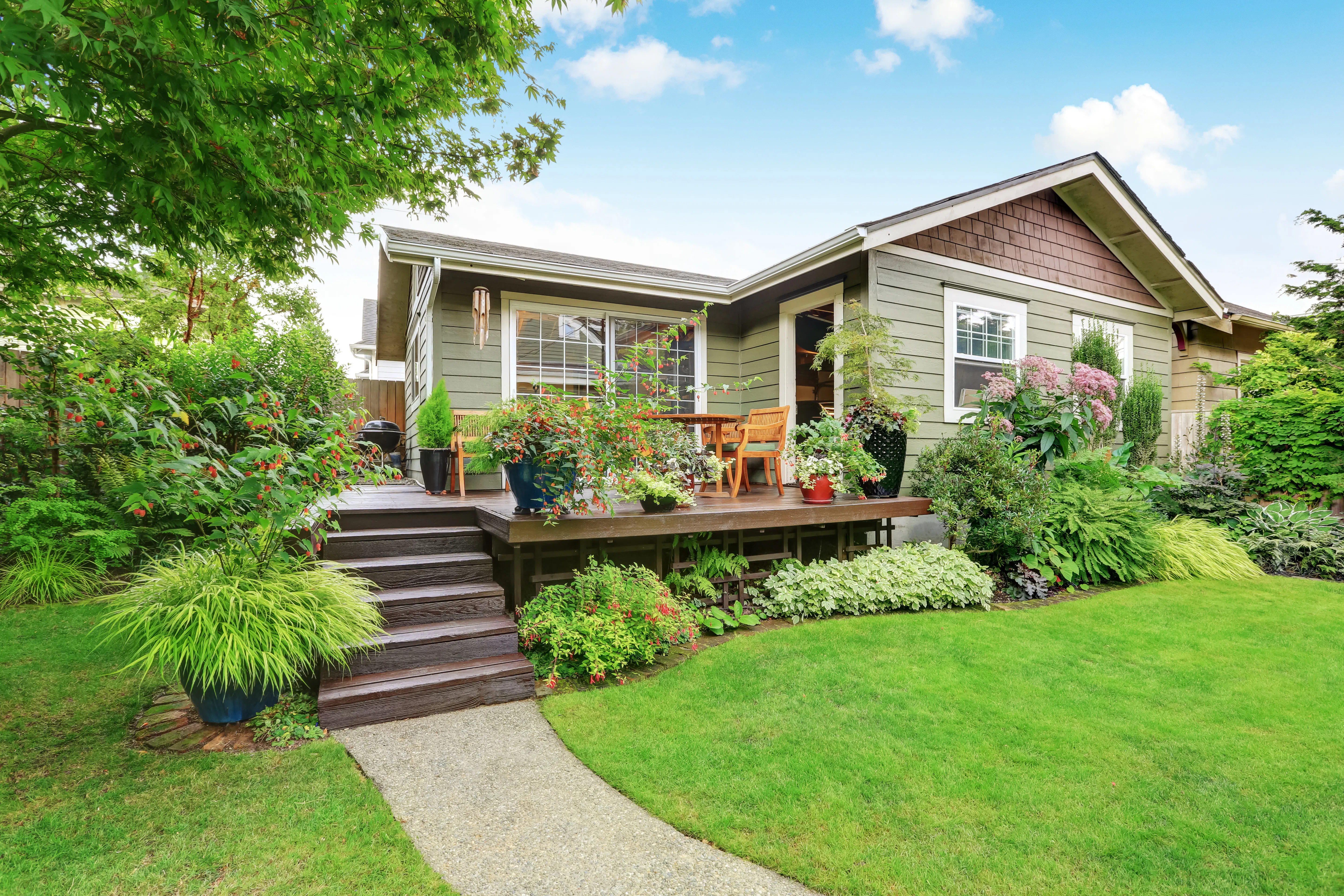 House with porch and garden