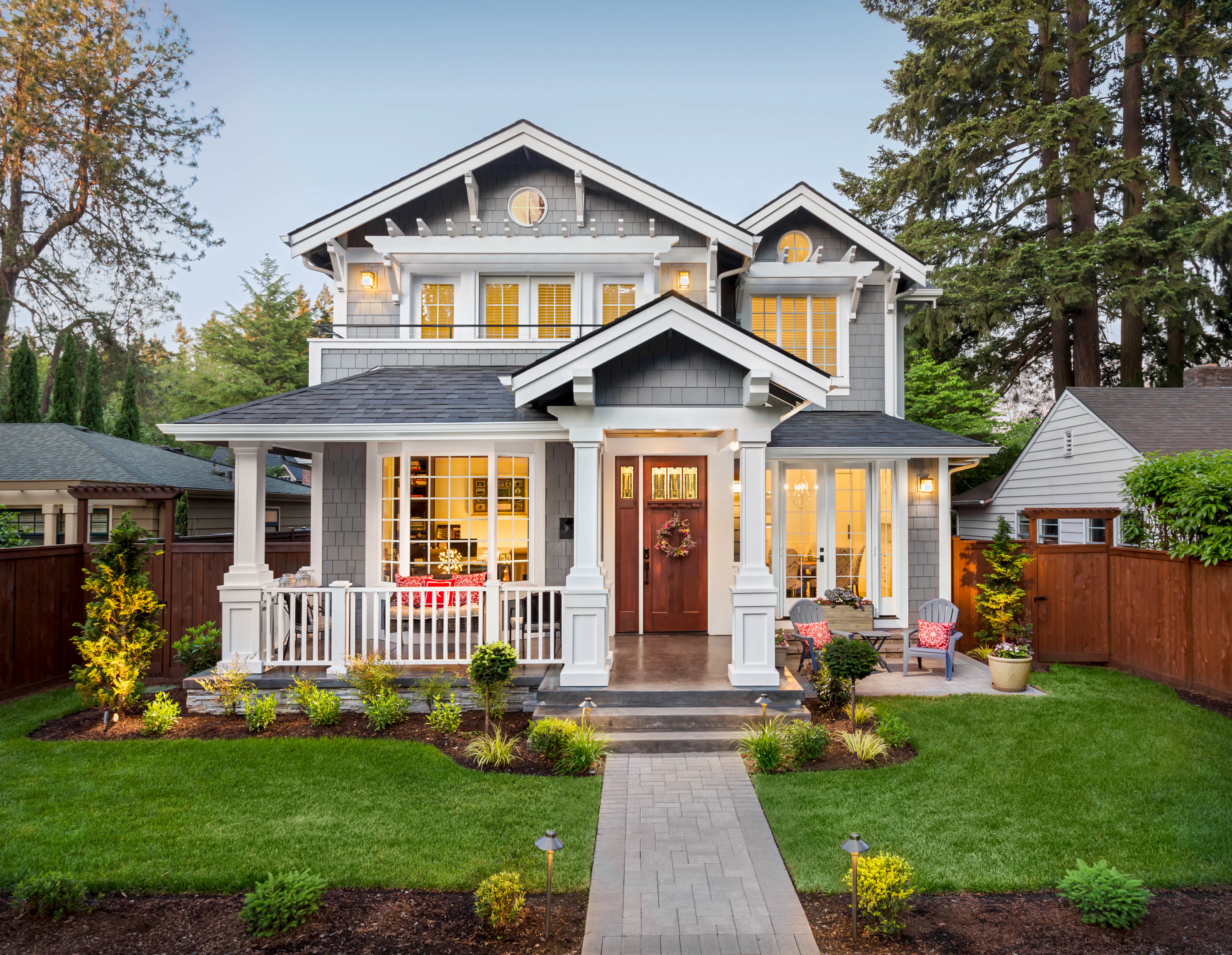 House with landscaping in front yard