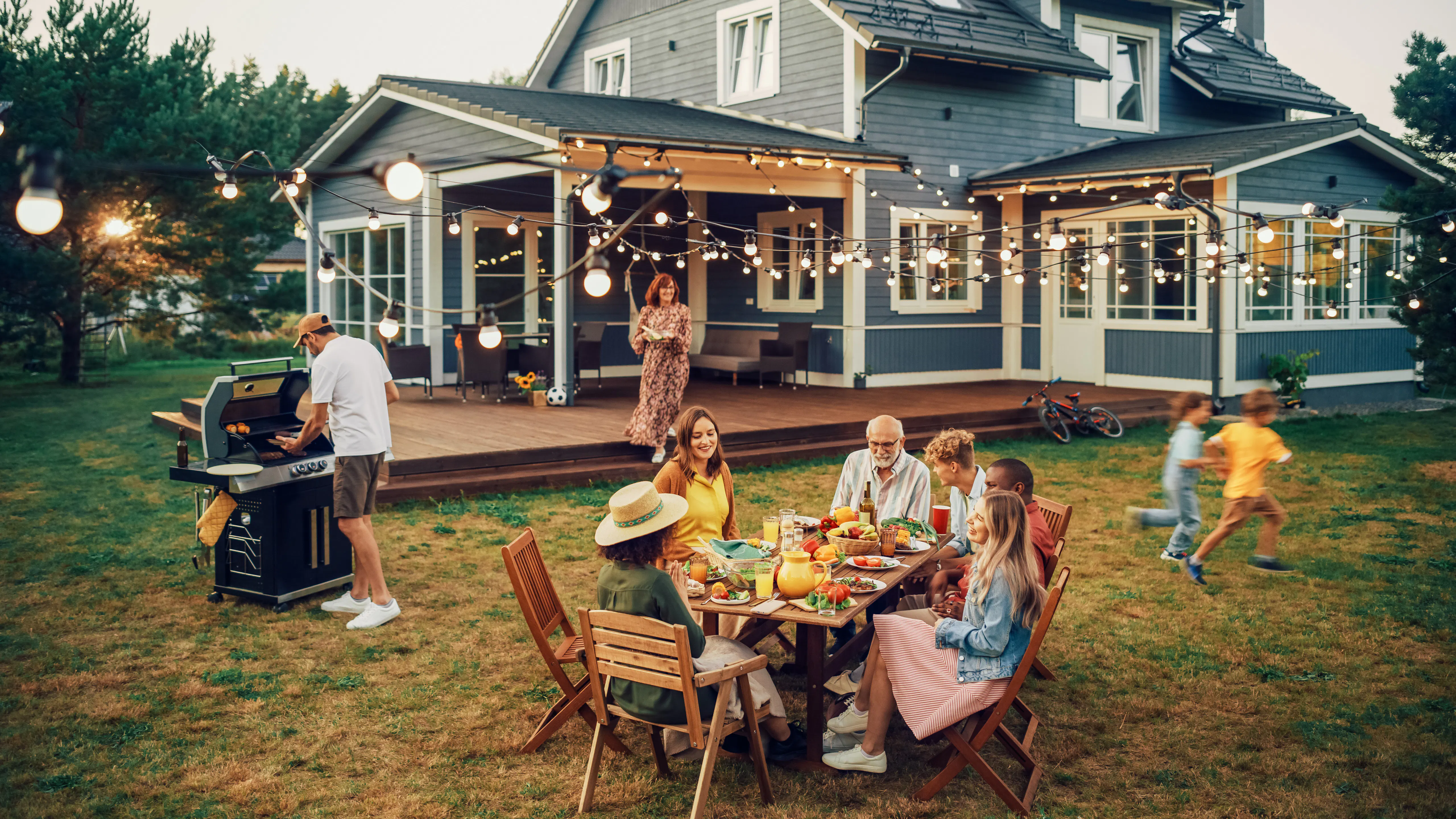 Party in house garden