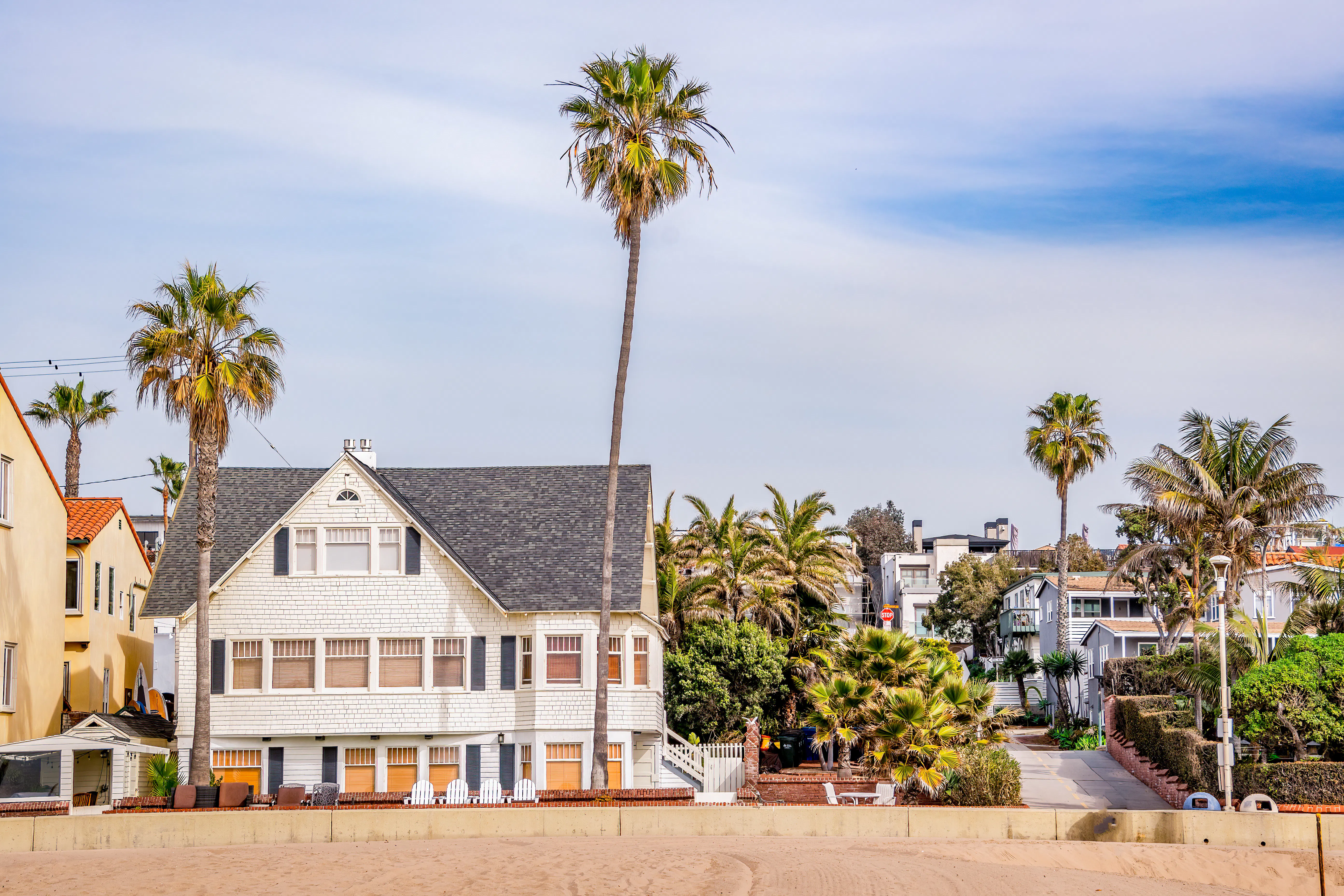 View of houses from beach