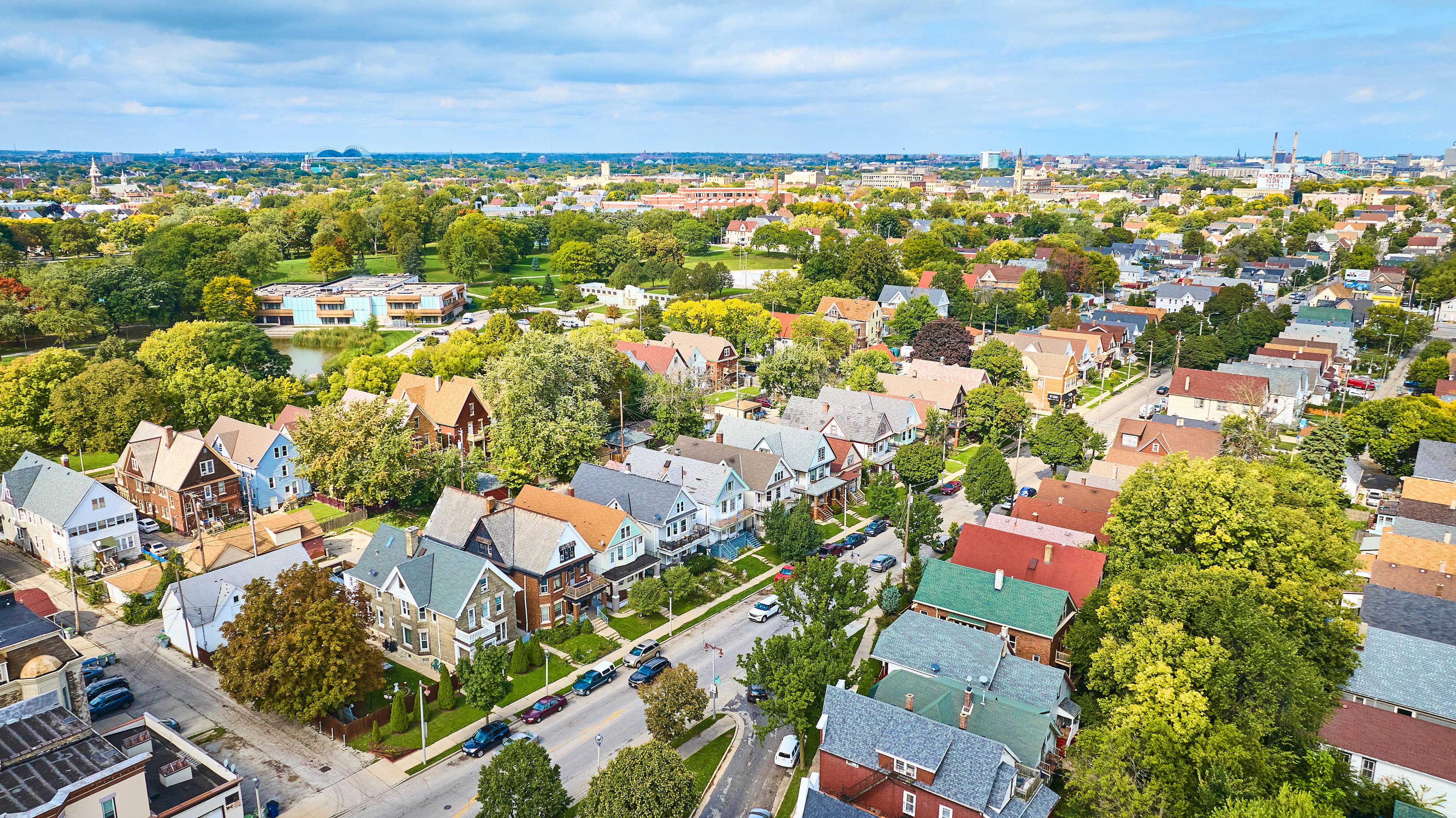 Aerial view of neighborhood