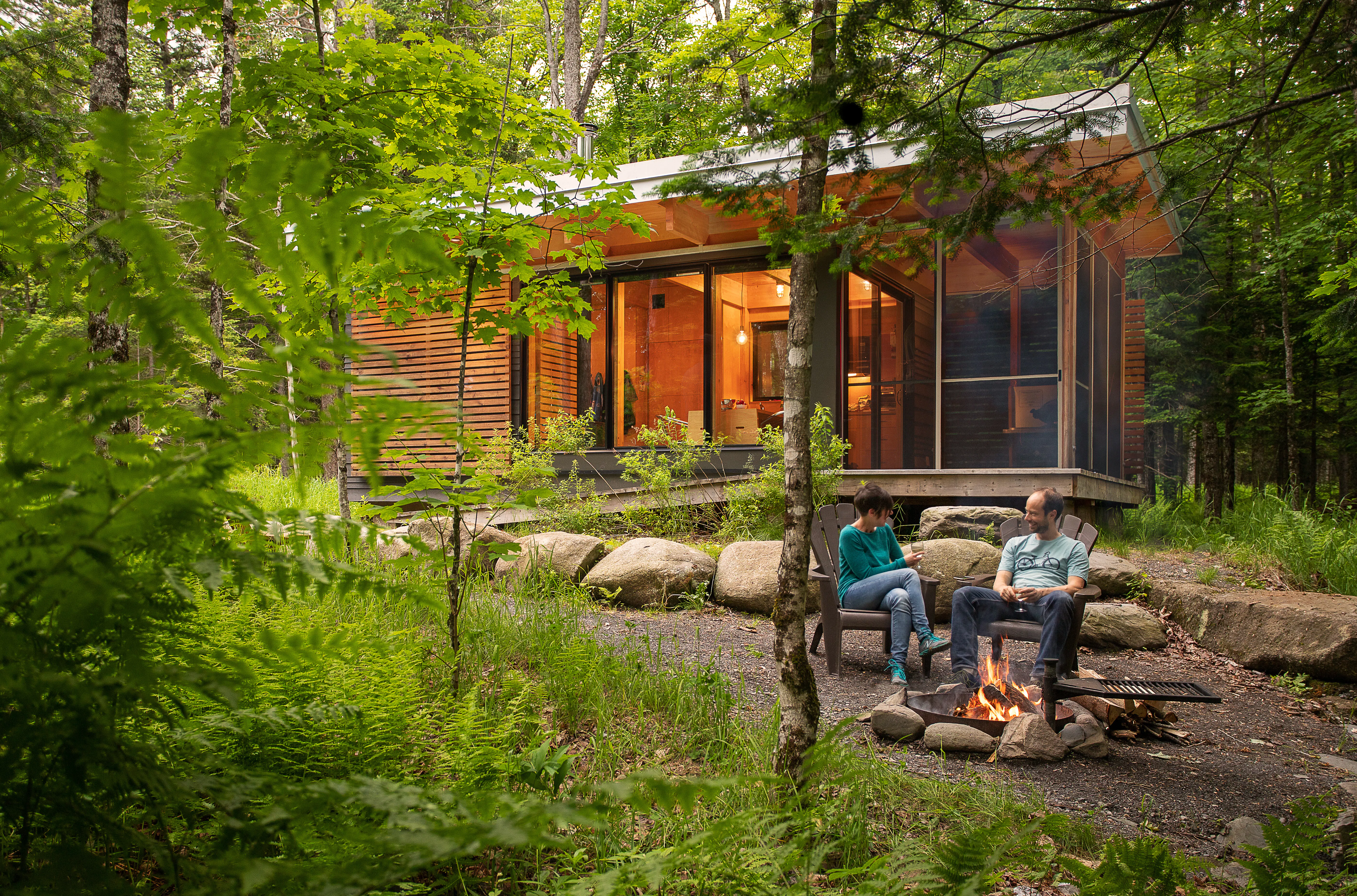 People in forest house
