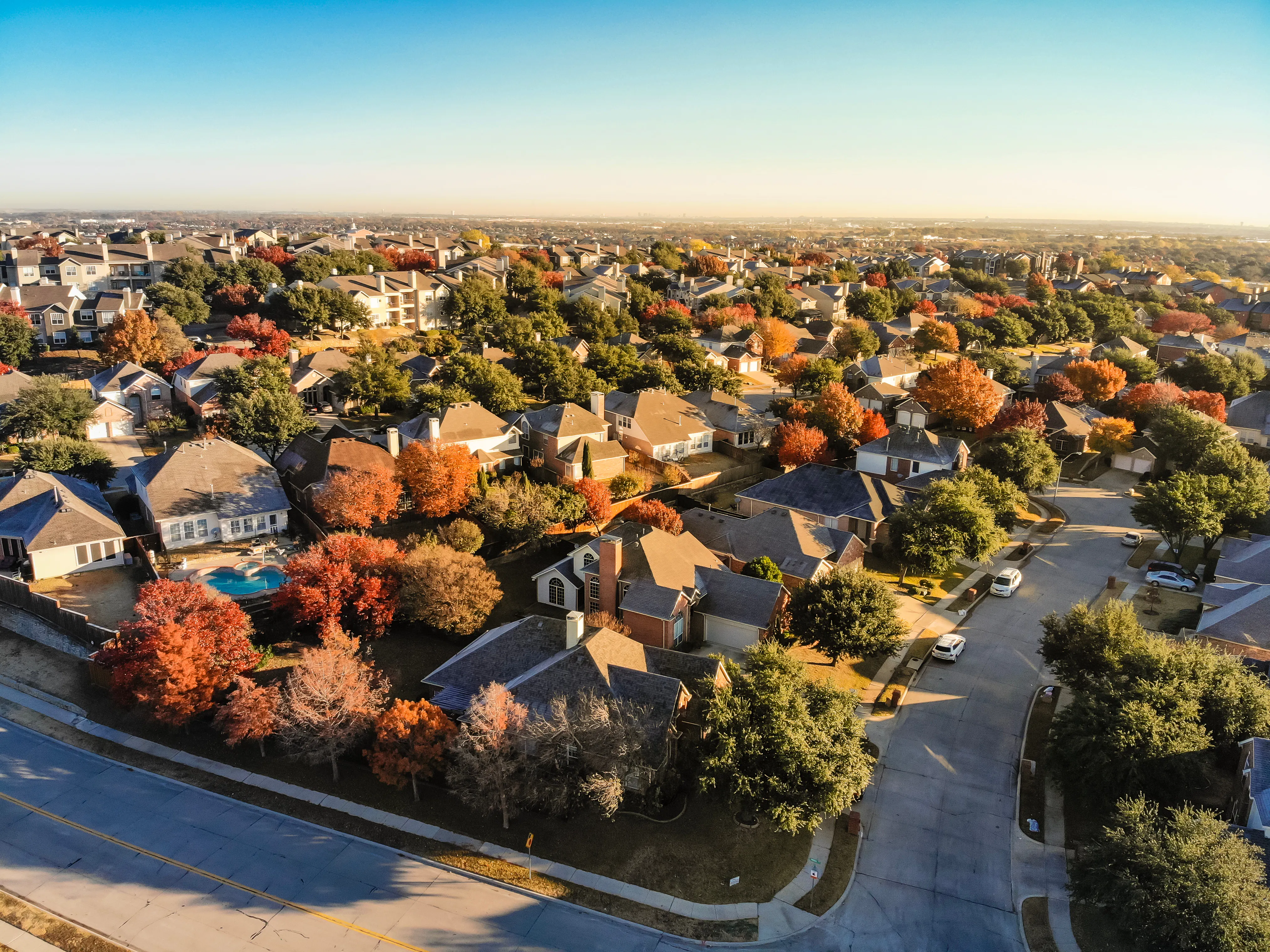 Suburbs of Dallas, Texas, USA in autumn season
