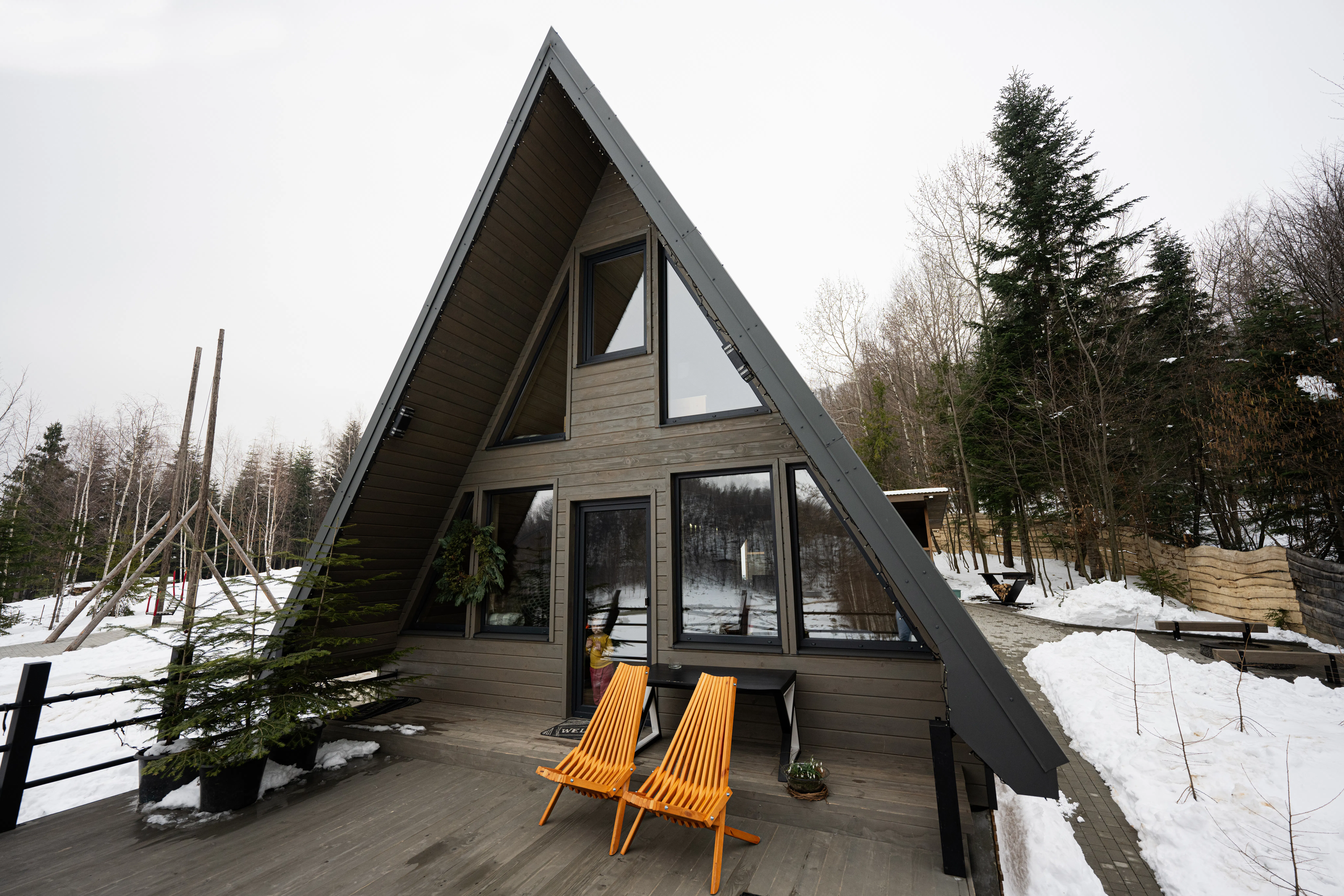 House surrounded by snow