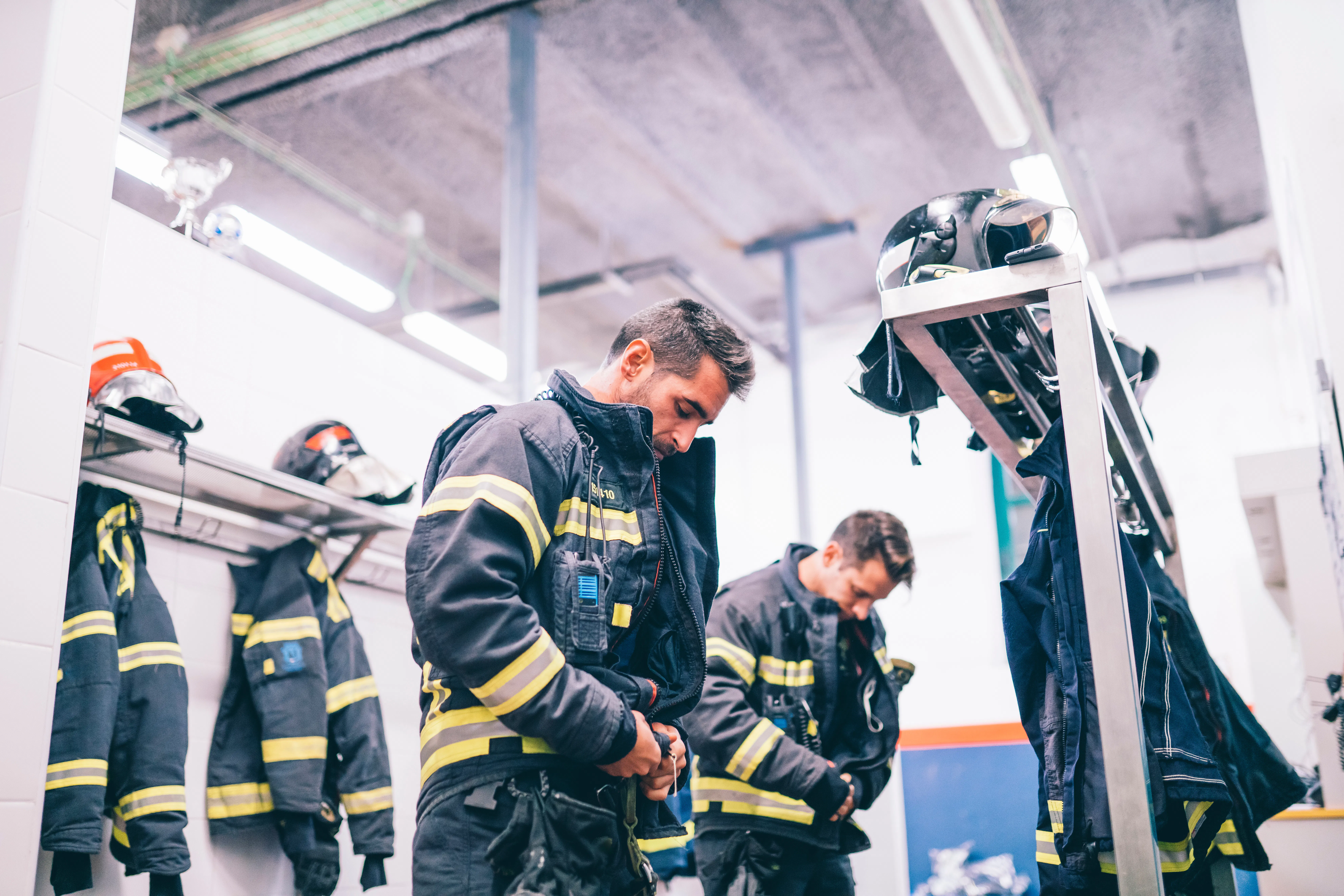 Firemen preparing for emergency service