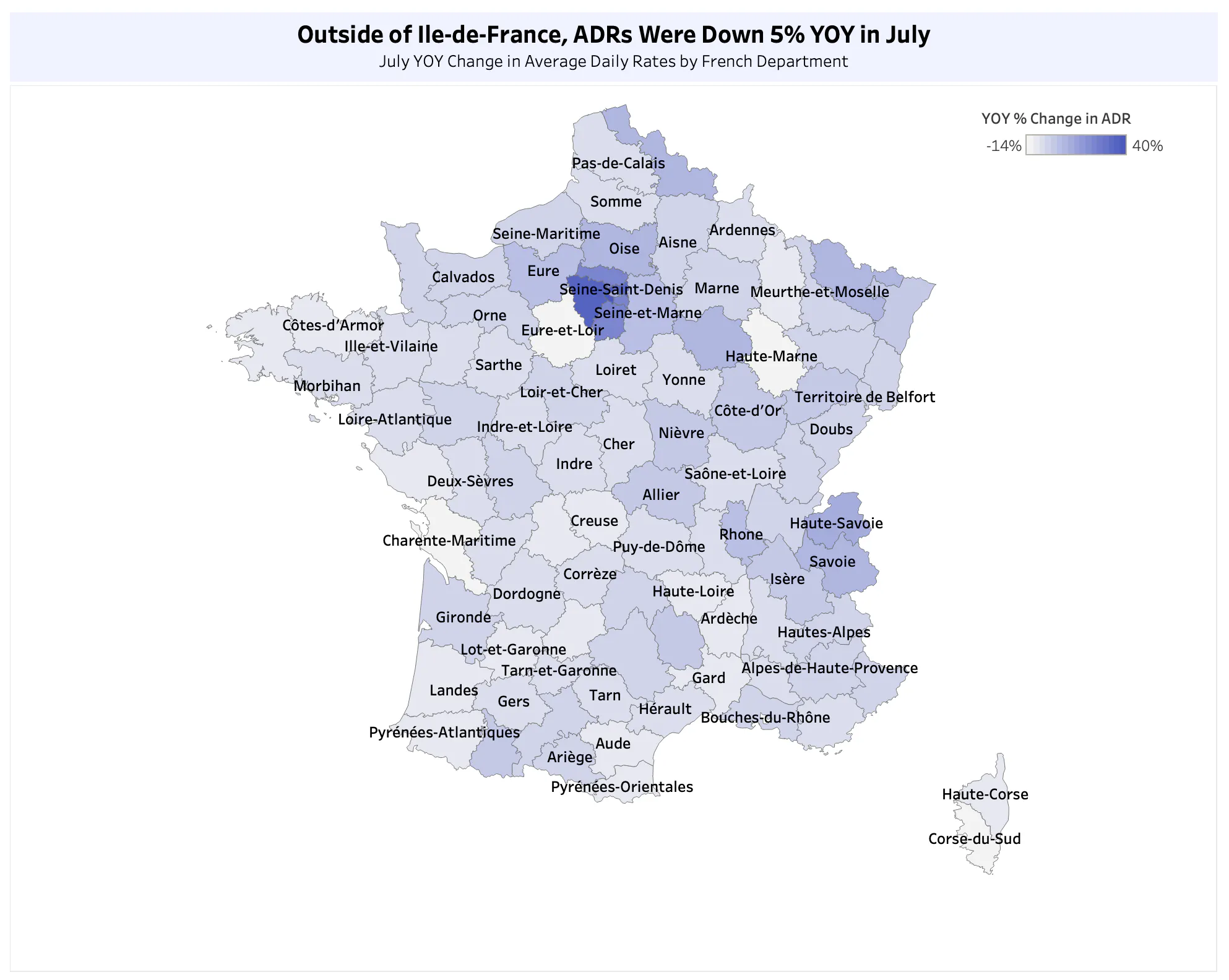 Outside of Île-de-France, ADRs Down 5% YOY in July