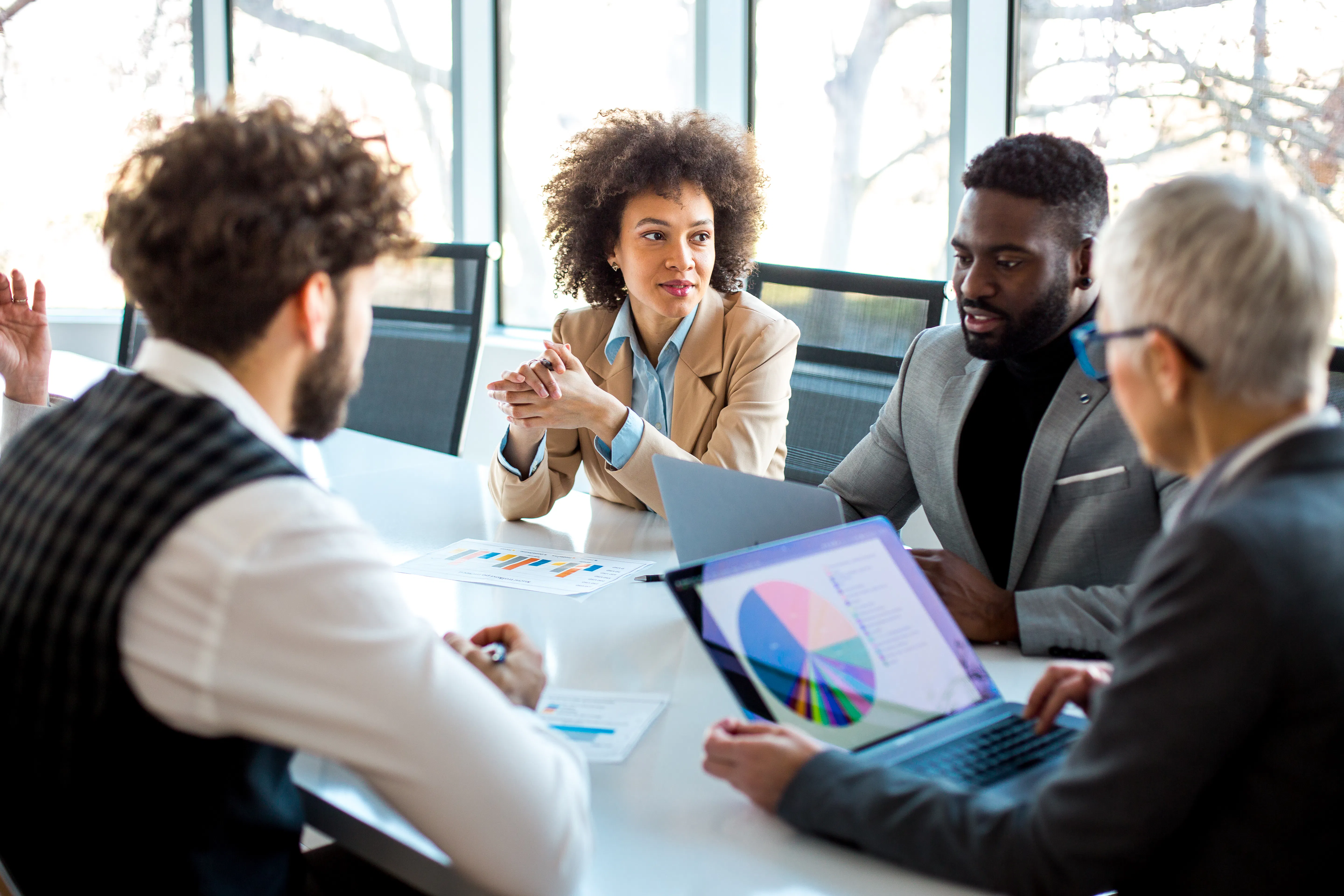 Businesspeople having a meeting in the conference room.