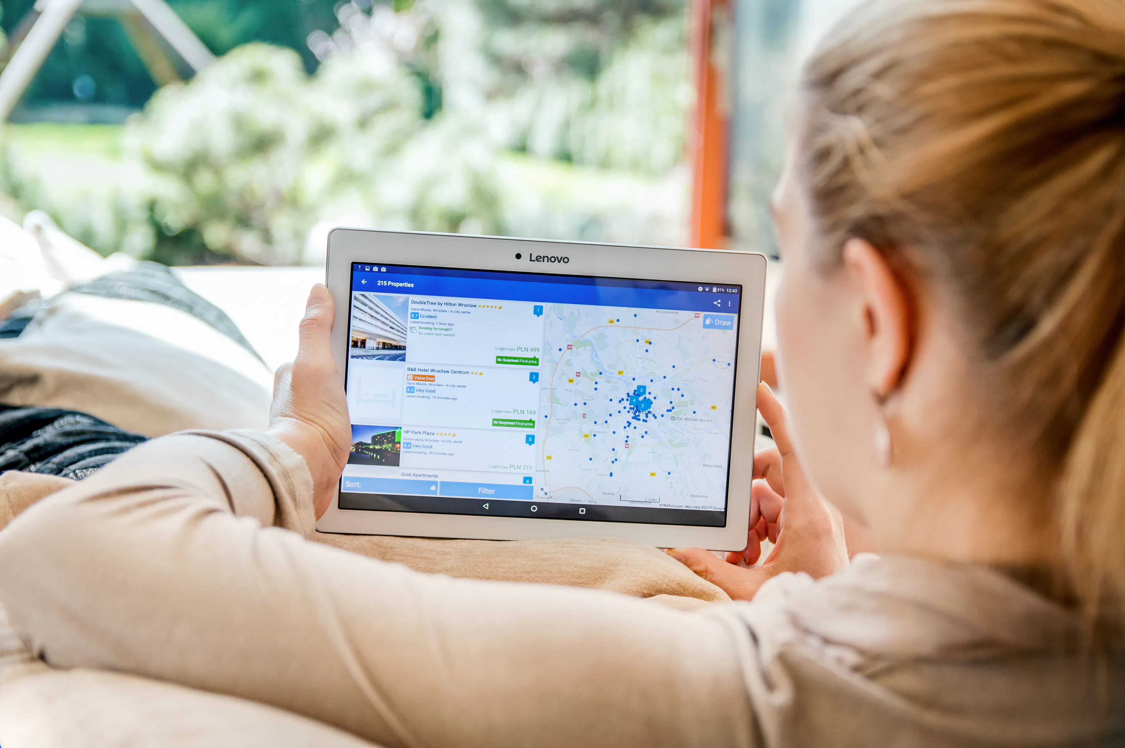 Women viewing property listings