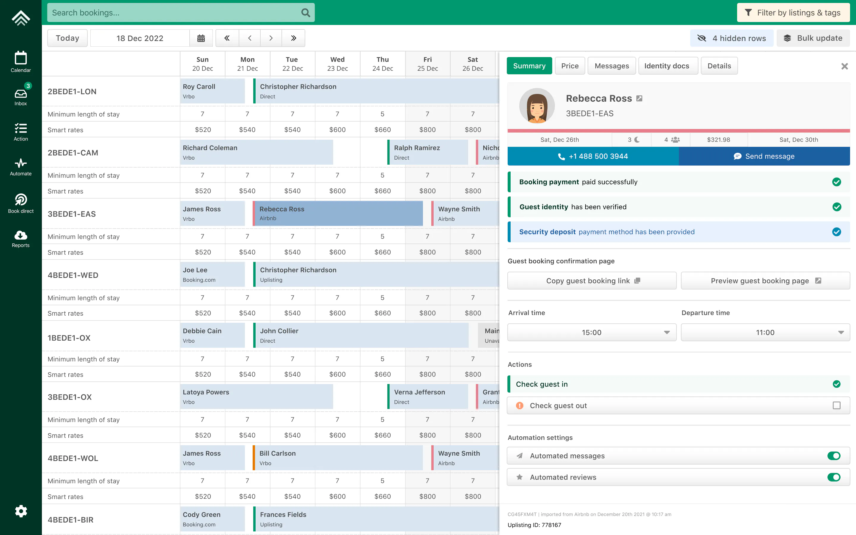 Uplisting Reservation Management