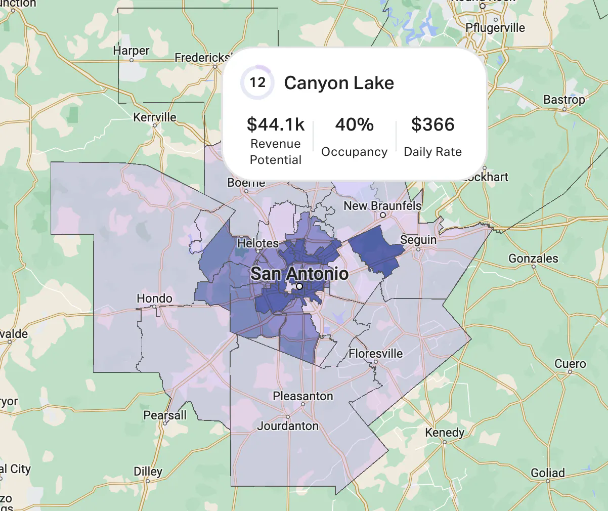 STR Submarket - San Antonio Canyon Lake