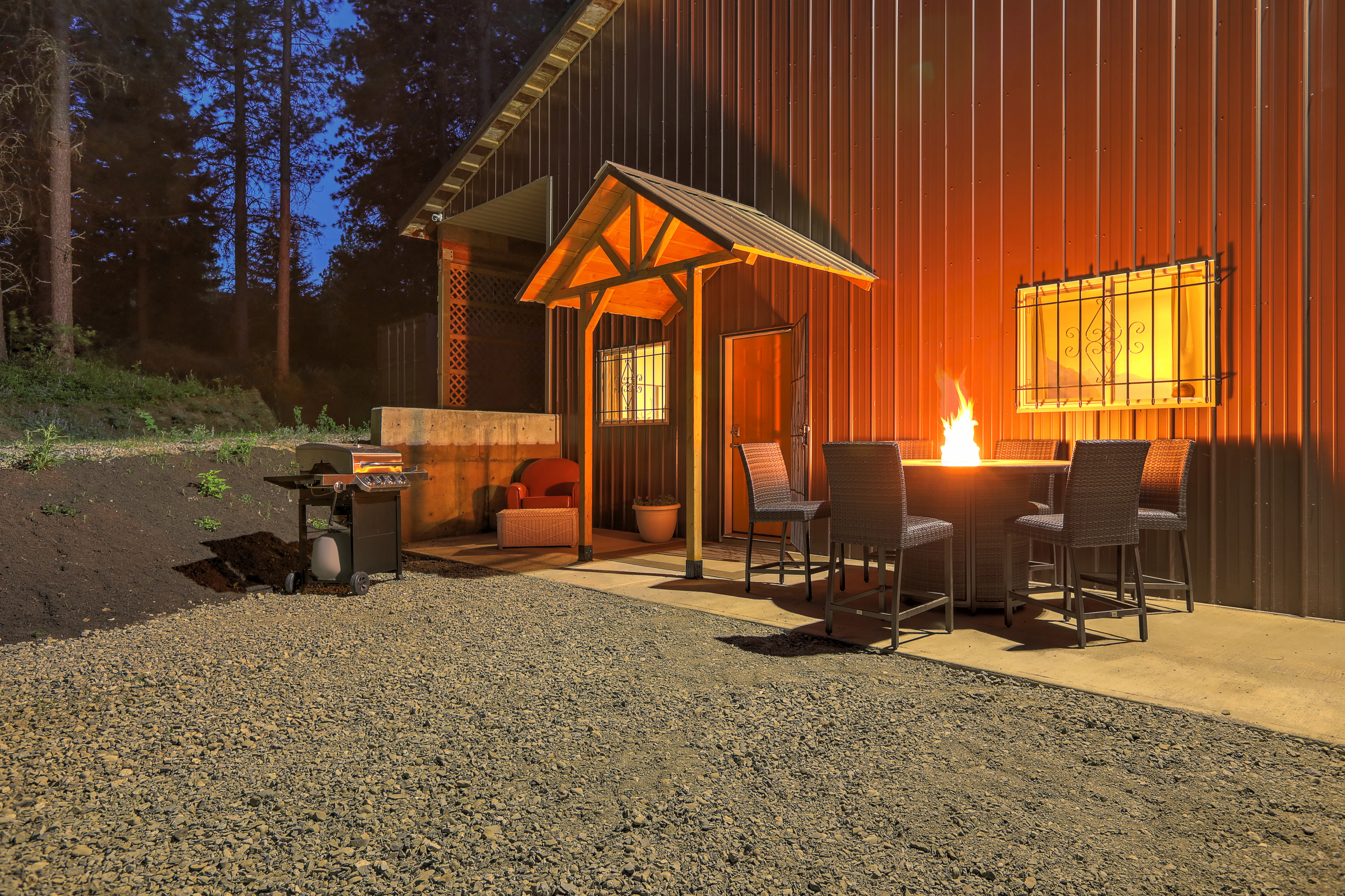 Barn house with fire pit