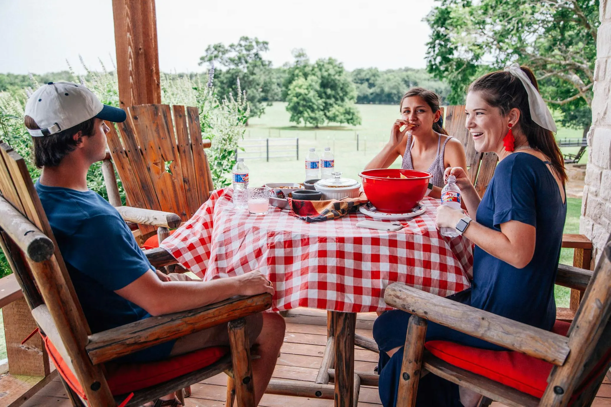 guests eating on the patio