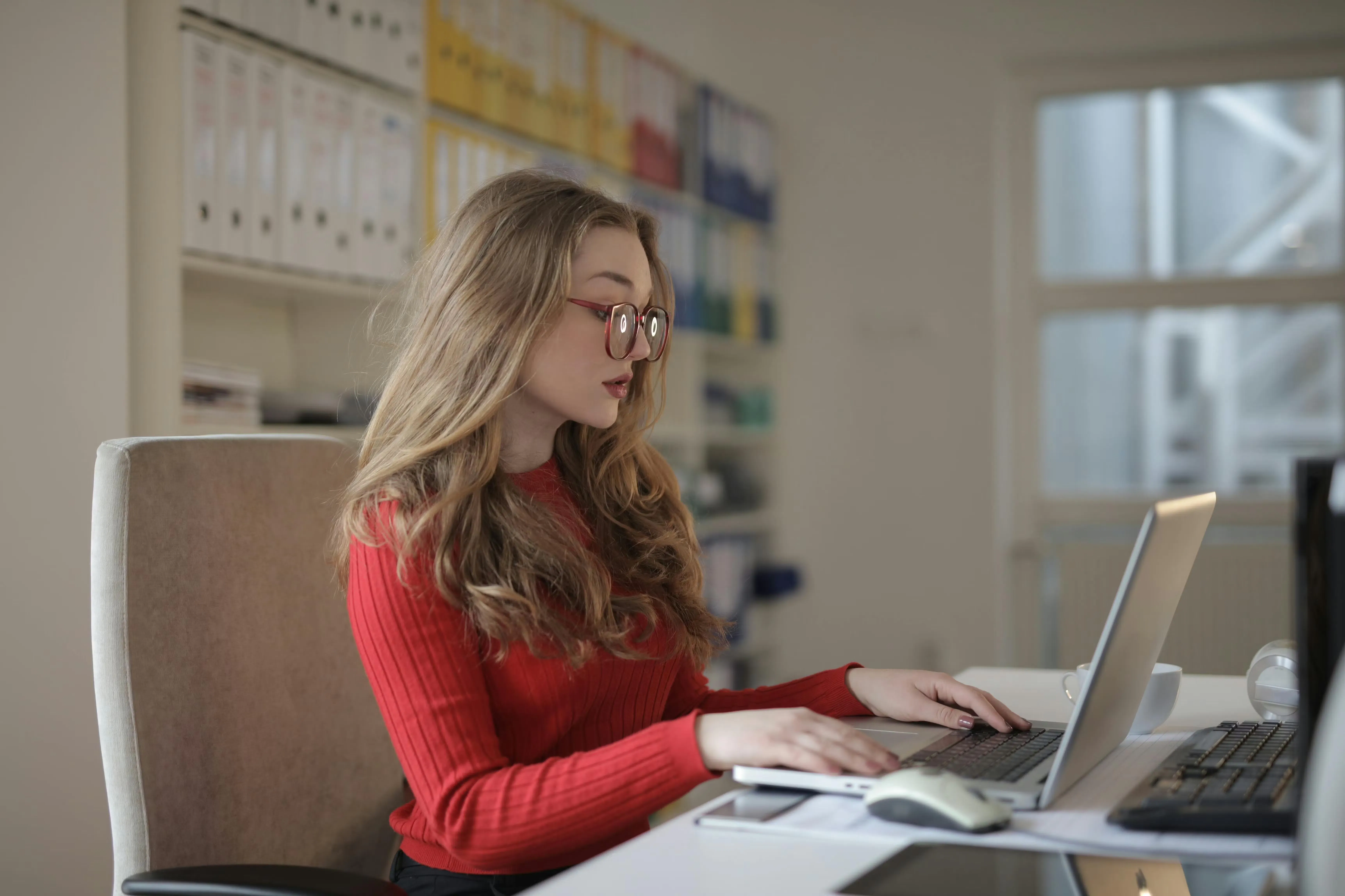 female using a laptop