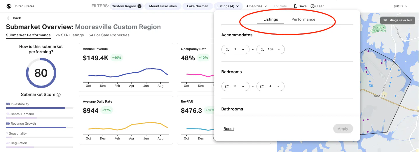 Submarket Overview Filter